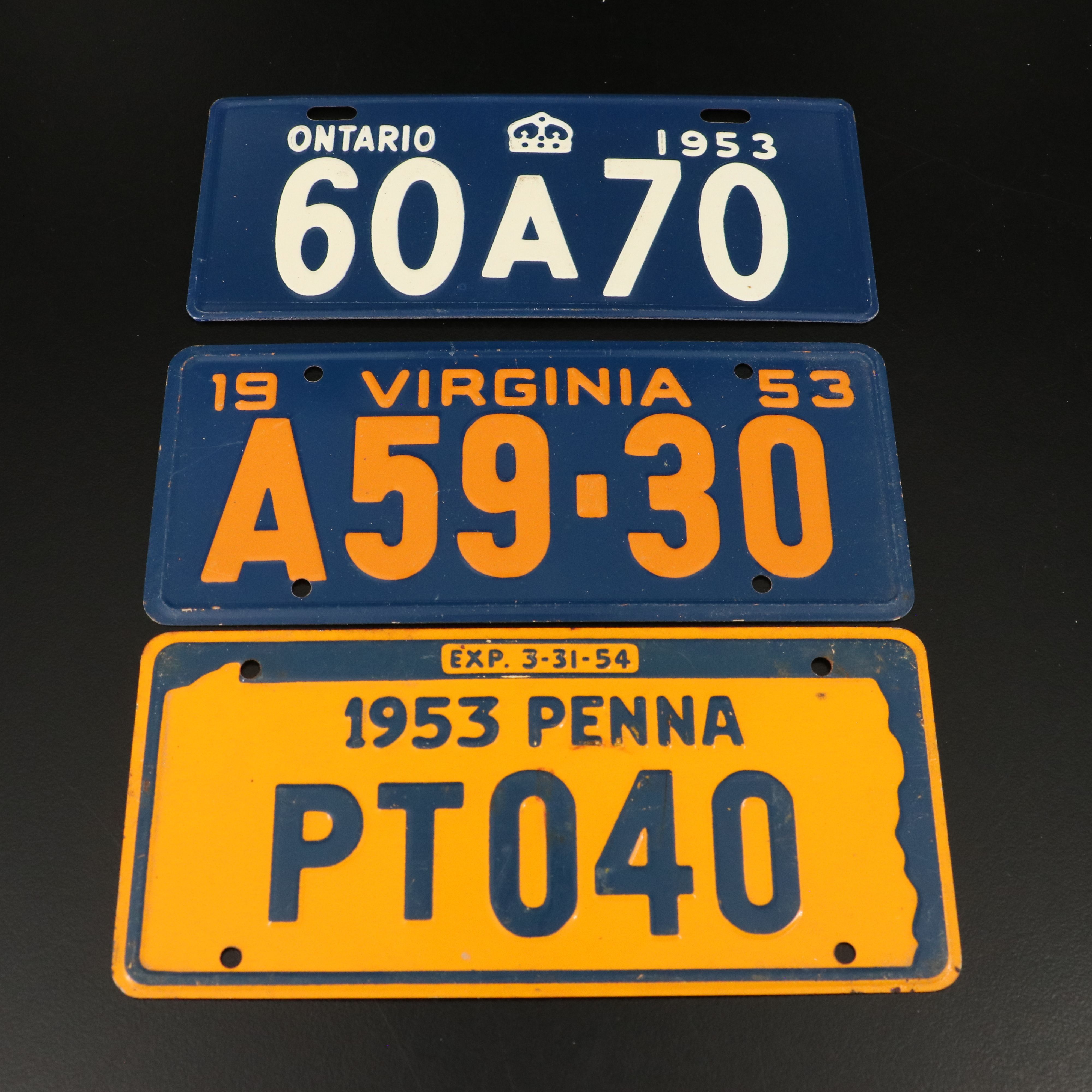 1953 Wheaties Premium Metal License Plates Featuring Cuba, Kentucky, and More