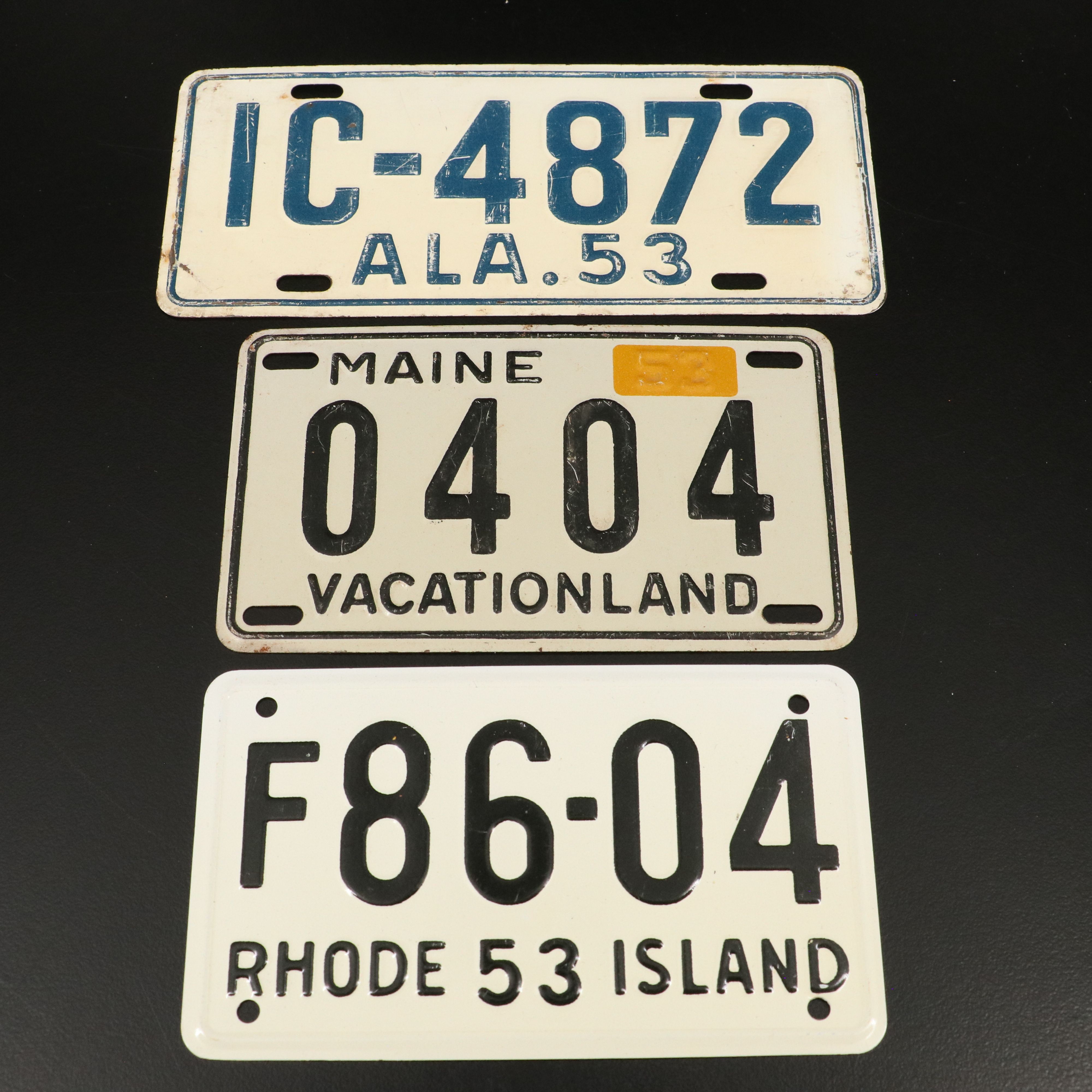 1953 Wheaties Premium Metal License Plates Featuring Cuba, Kentucky, and More