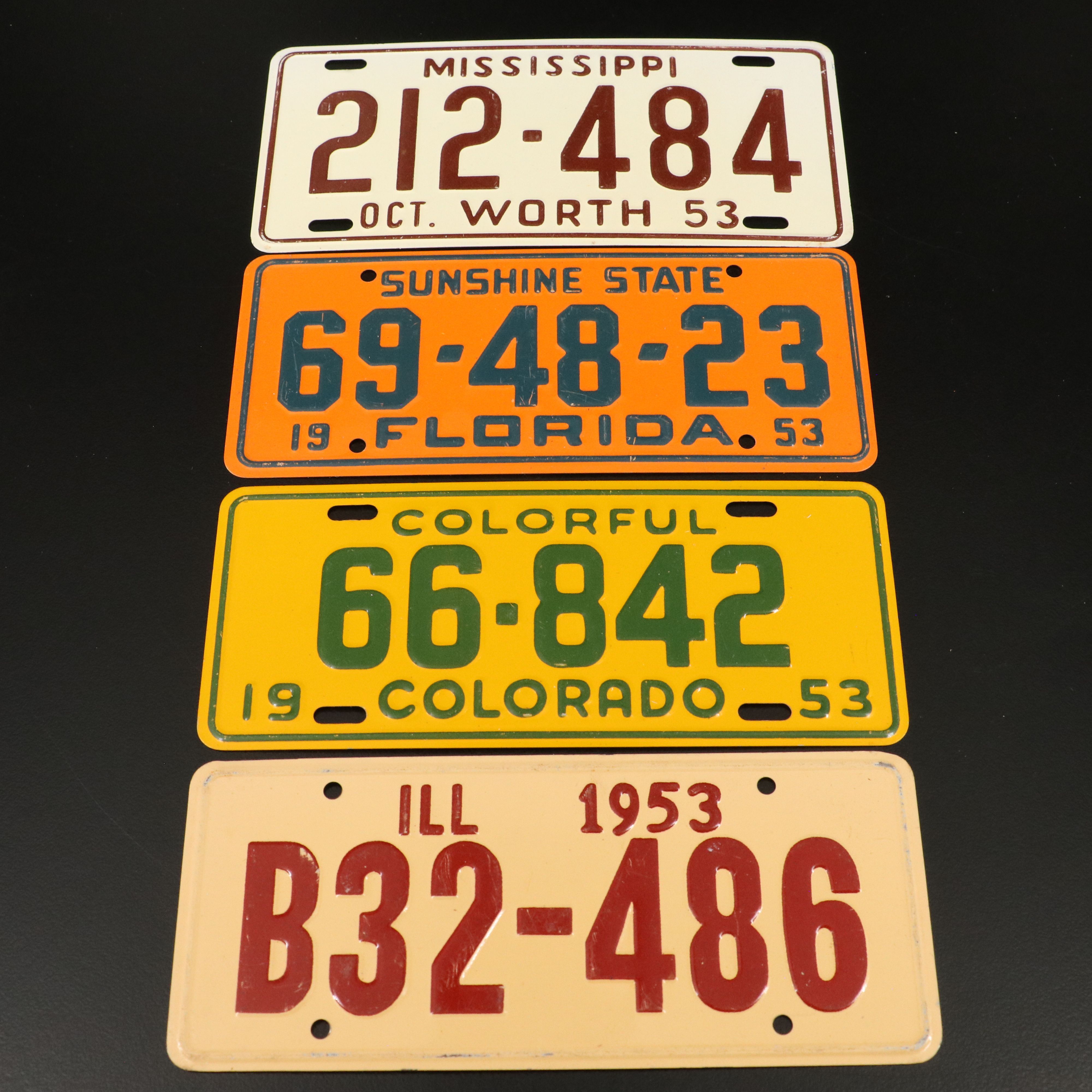 1953 Wheaties Premium Metal License Plates Featuring Cuba, Kentucky, and More