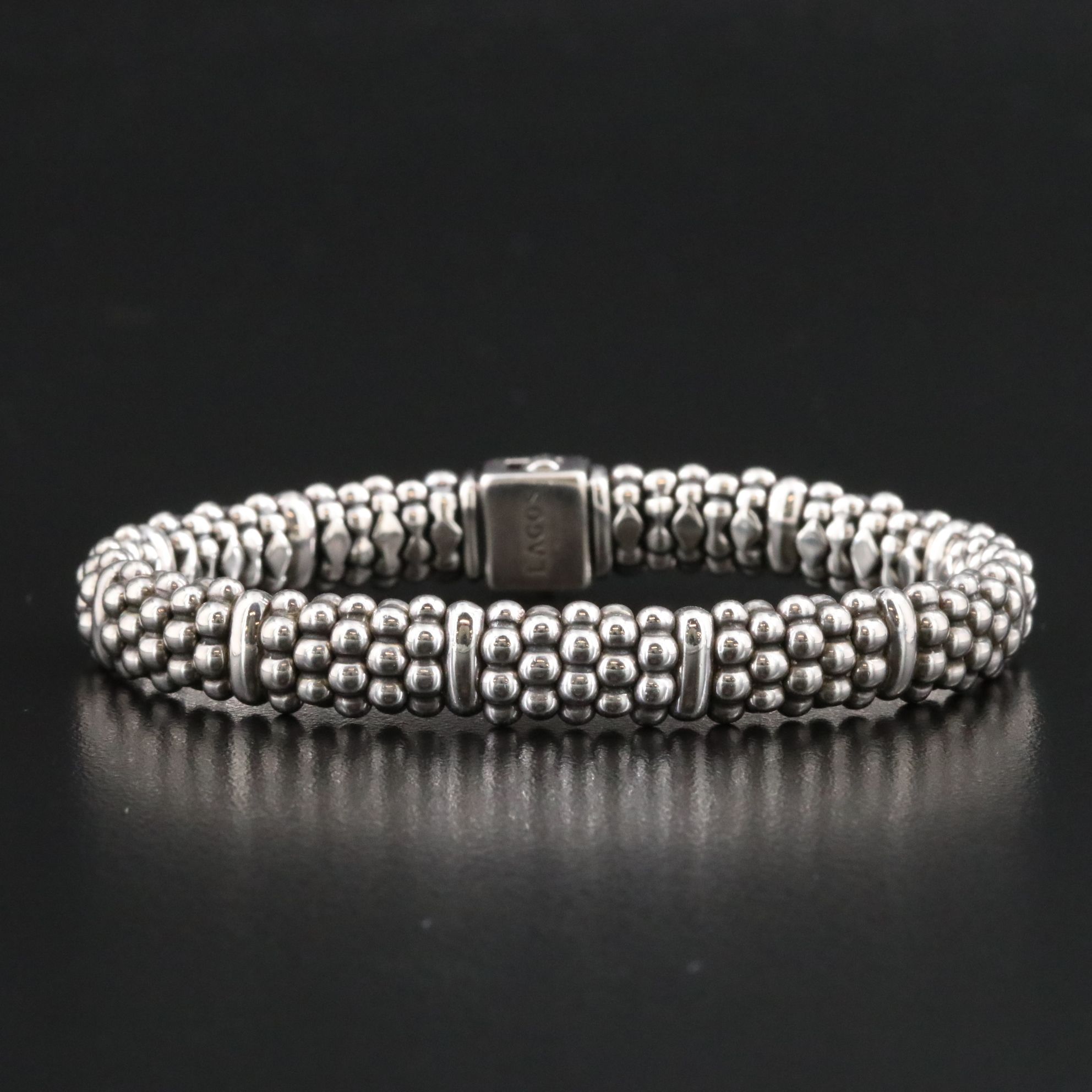 Lagos Signature Caviar Sterling Station Bracelet