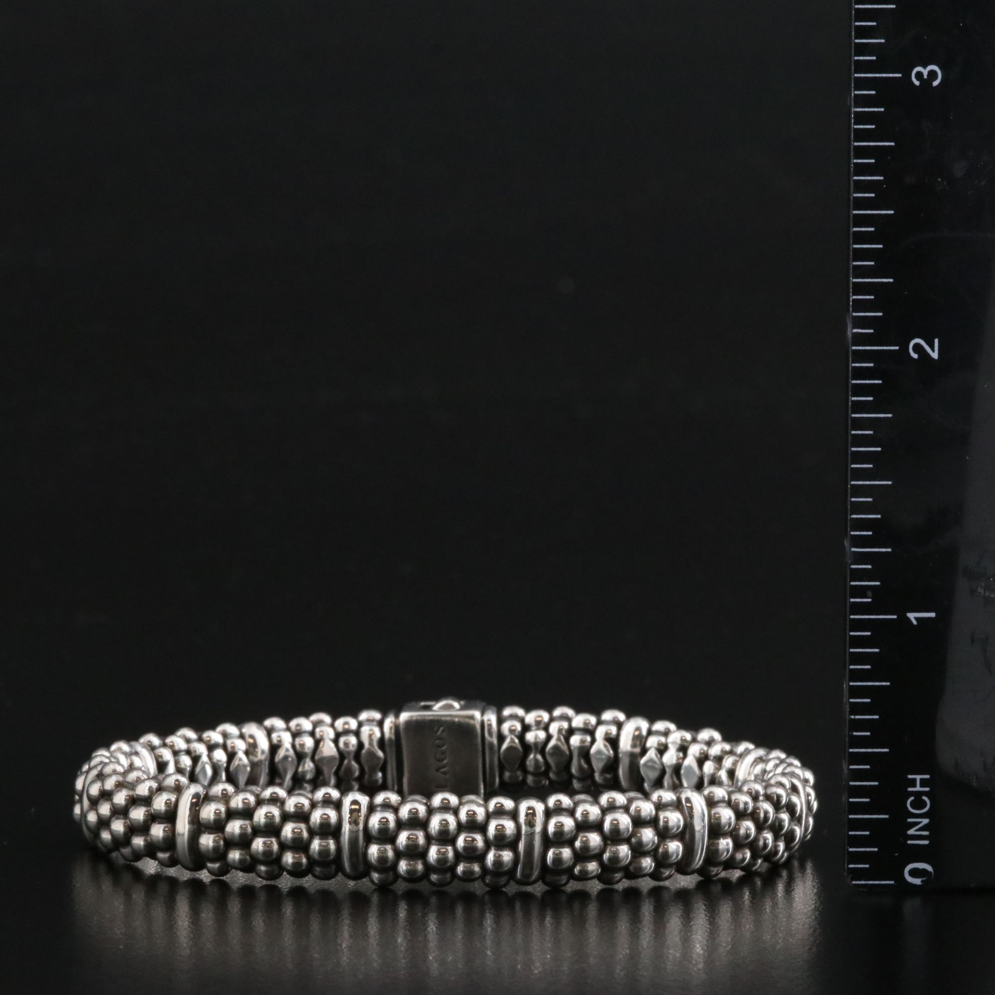 Lagos Signature Caviar Sterling Station Bracelet