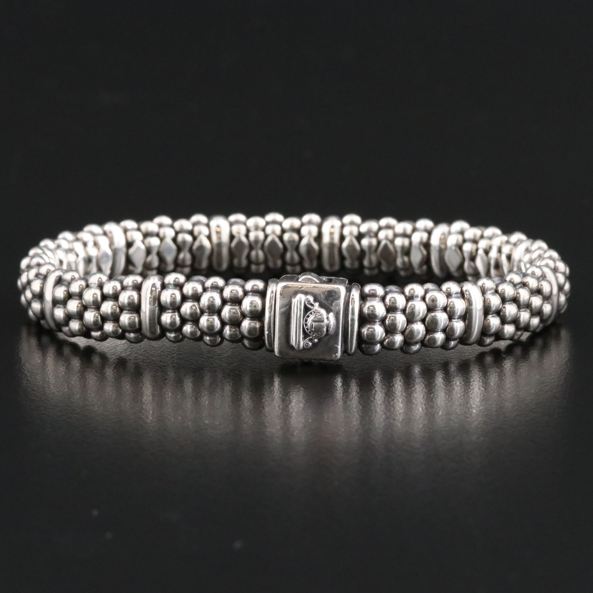 Lagos Signature Caviar Sterling Station Bracelet
