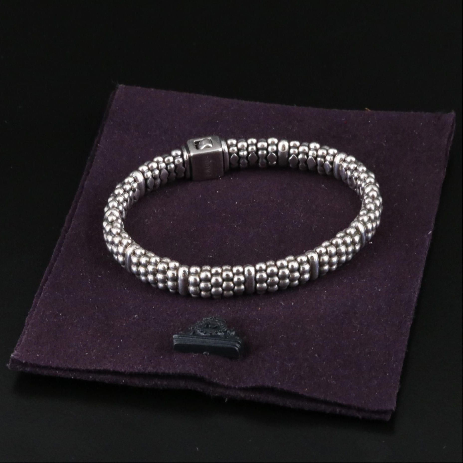 Lagos Signature Caviar Sterling Station Bracelet