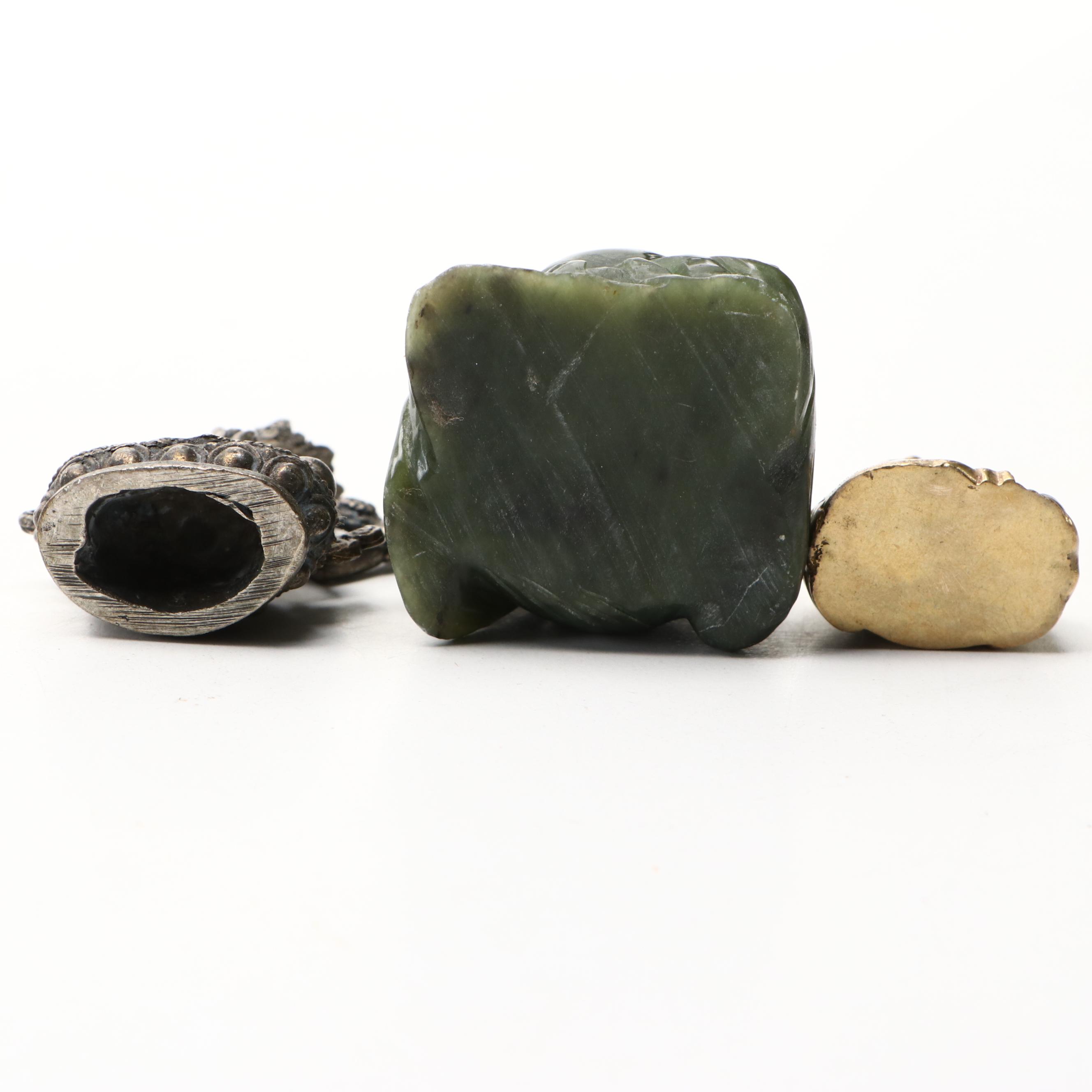 Brass Finish Budai, Tara and Chinese Miniature Incense Brazier