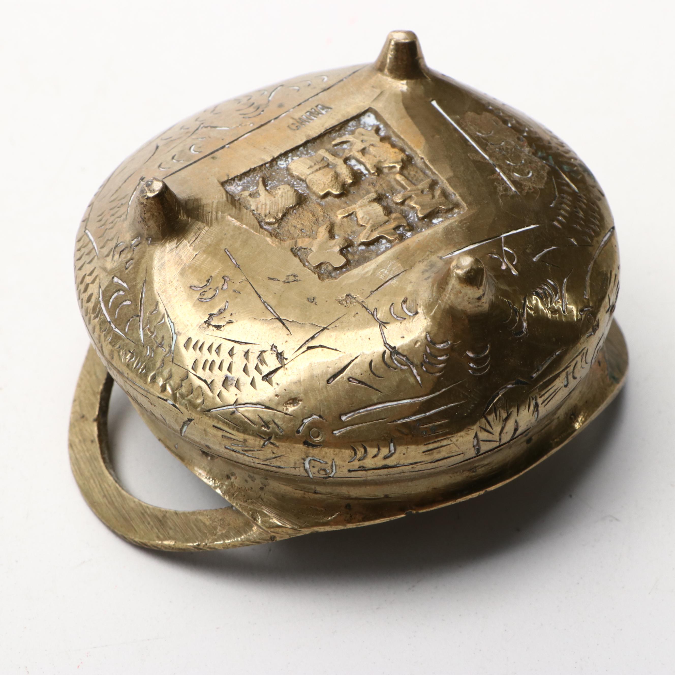 Brass Finish Budai, Tara and Chinese Miniature Incense Brazier