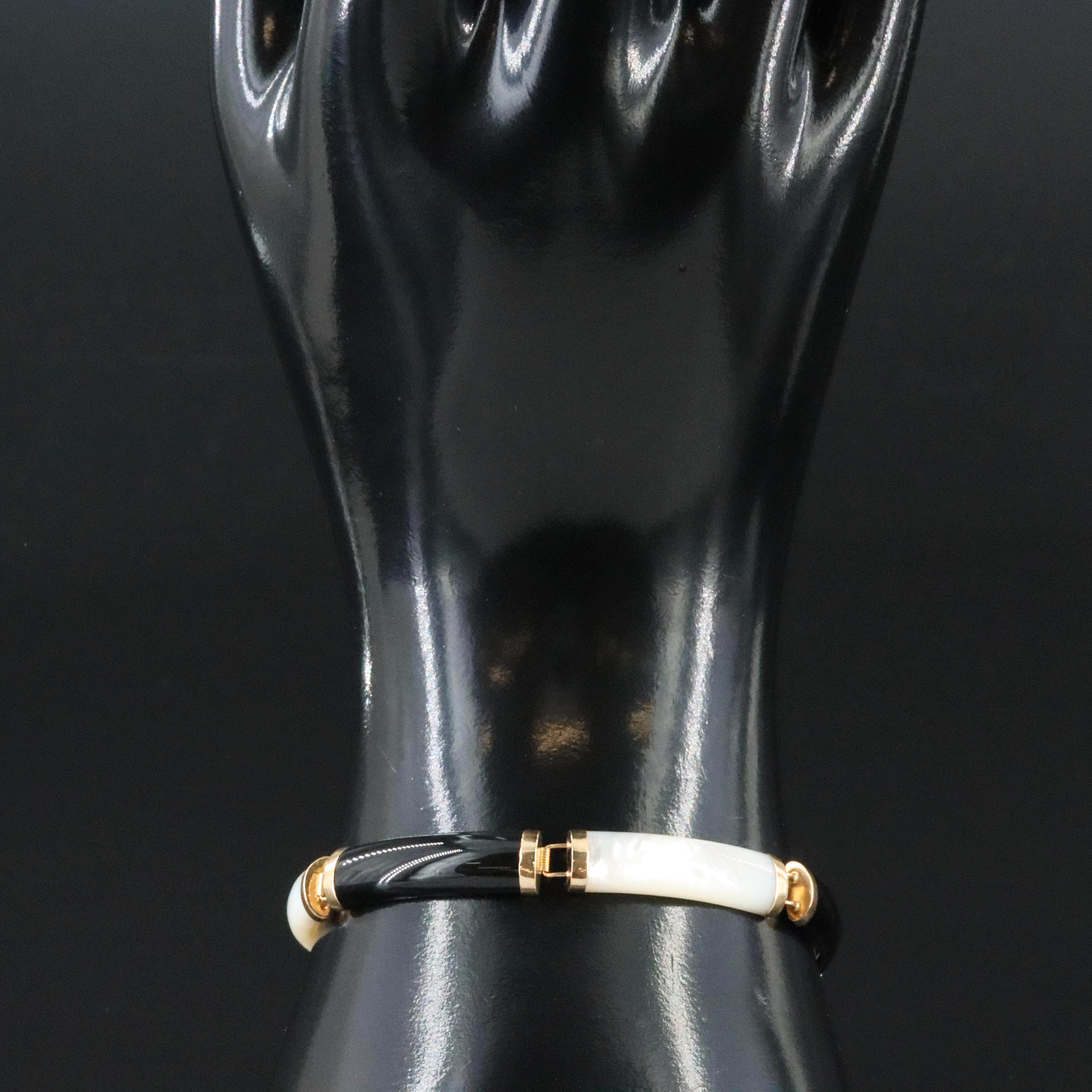 14K Black Onyx and Mother of Pearl Bracelet