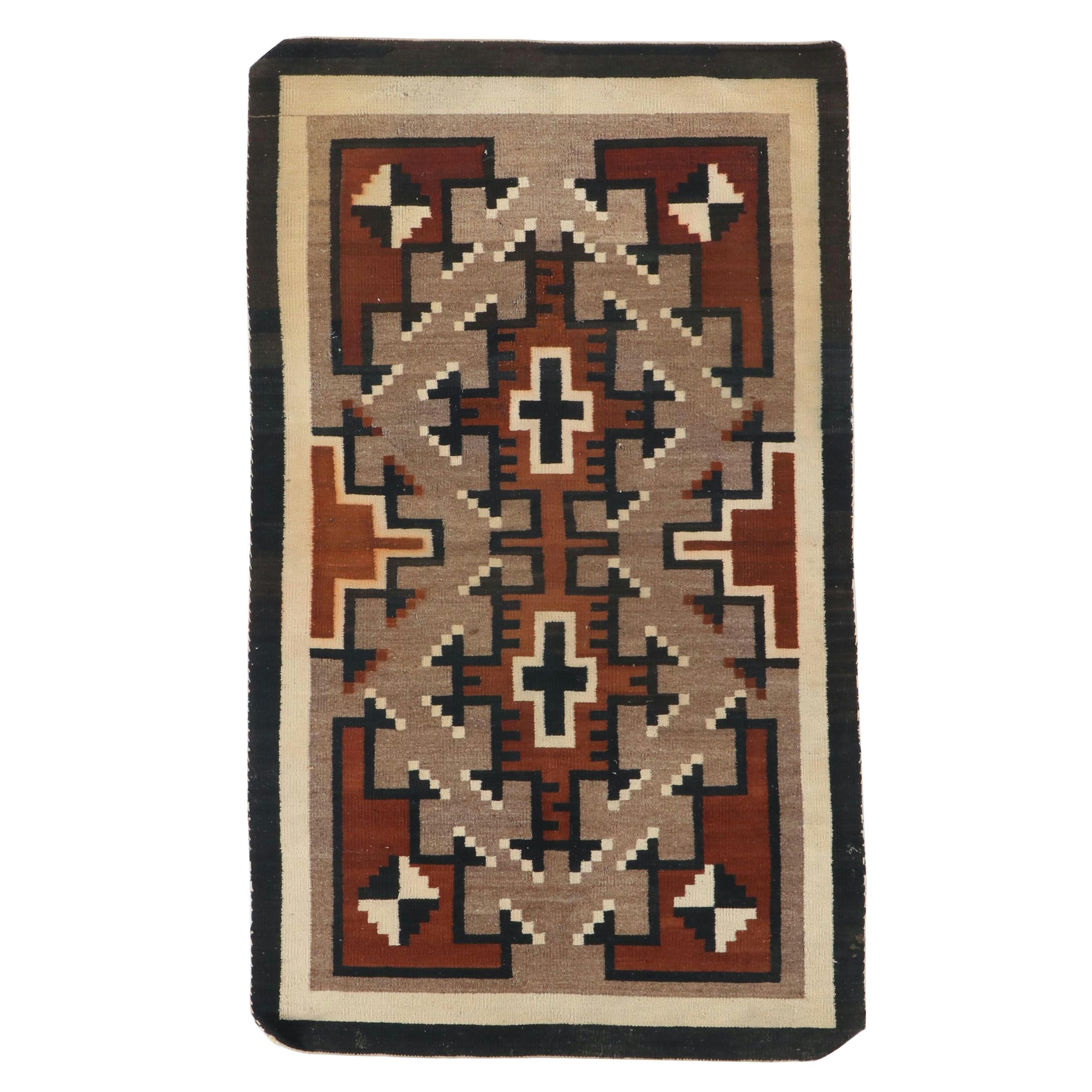 3'3 x 5'5 Navajo Handwoven Two Grey Hills Accent Rug