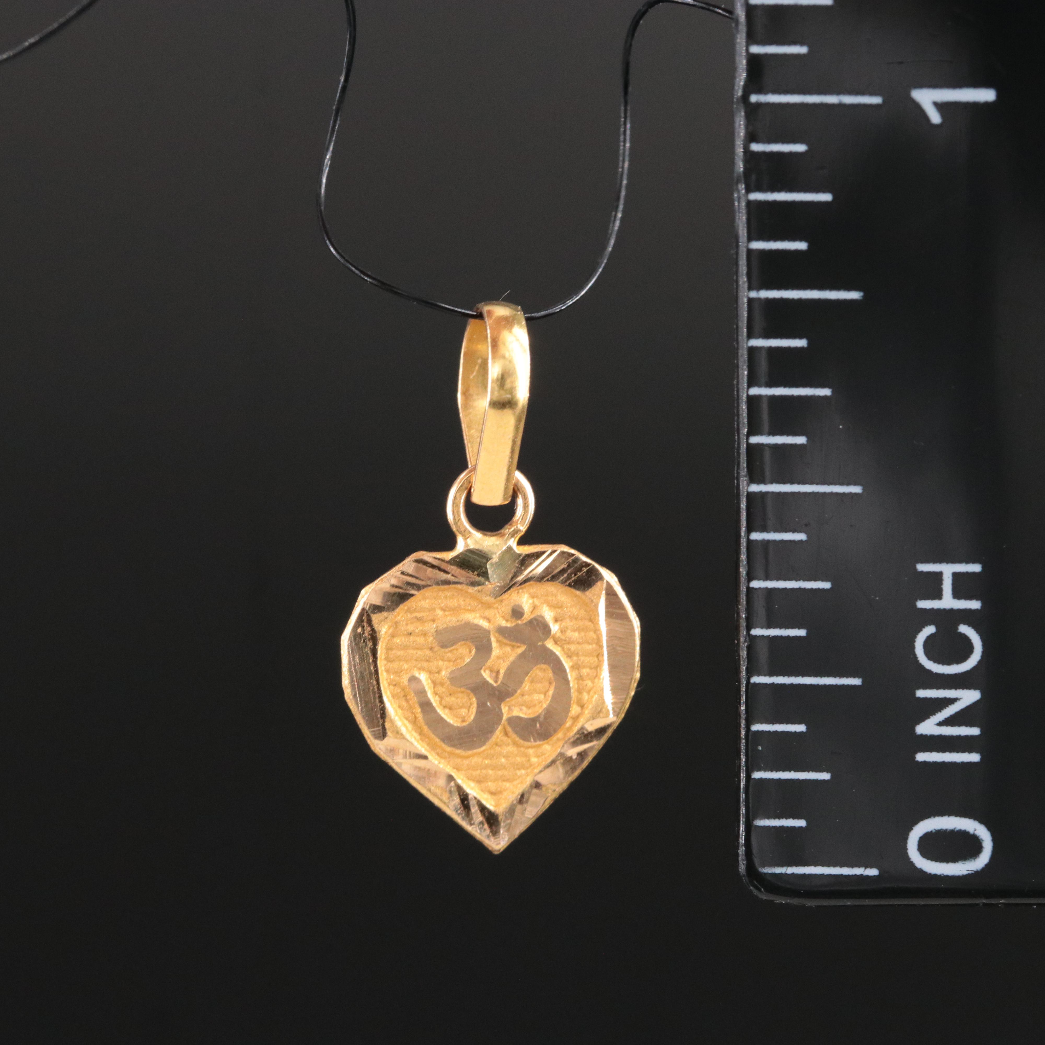 18K "Om" Heart Pendant
