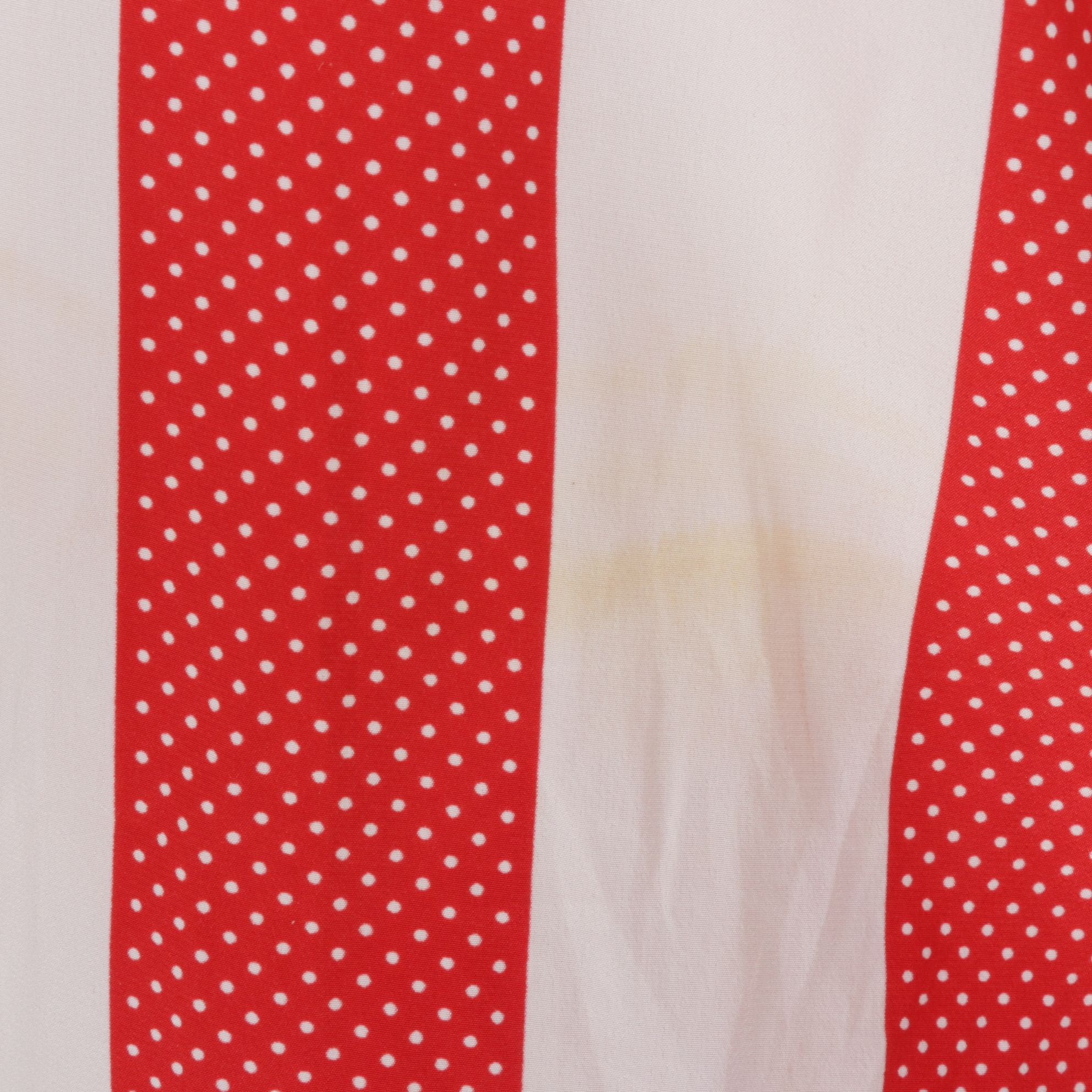 Balenciaga Red Polka-Dot Stripe Two-Piece Blouse and Pleated Skirt