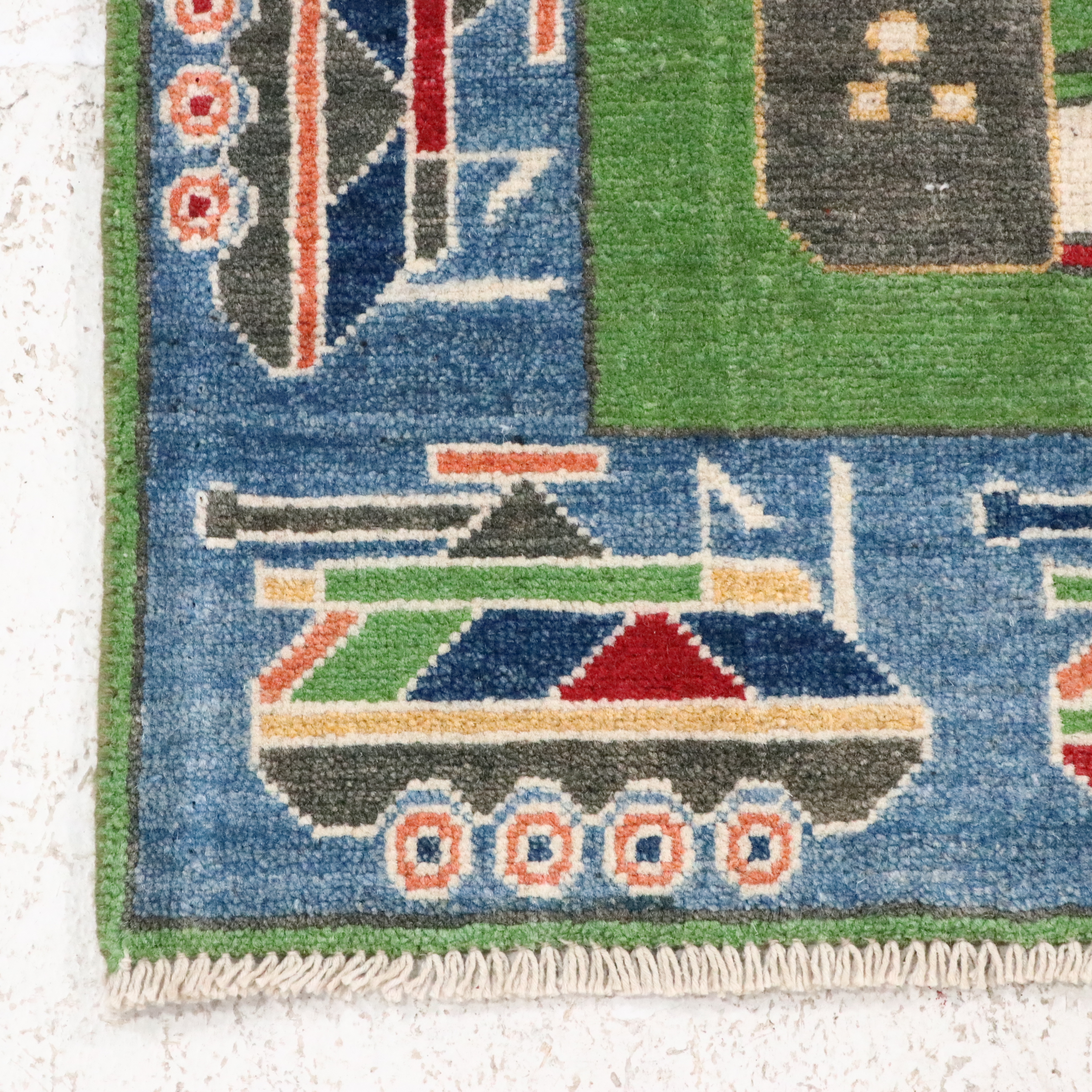 5'2 x 7'1 Hand-Knotted Afghan Pictorial War Area Rug