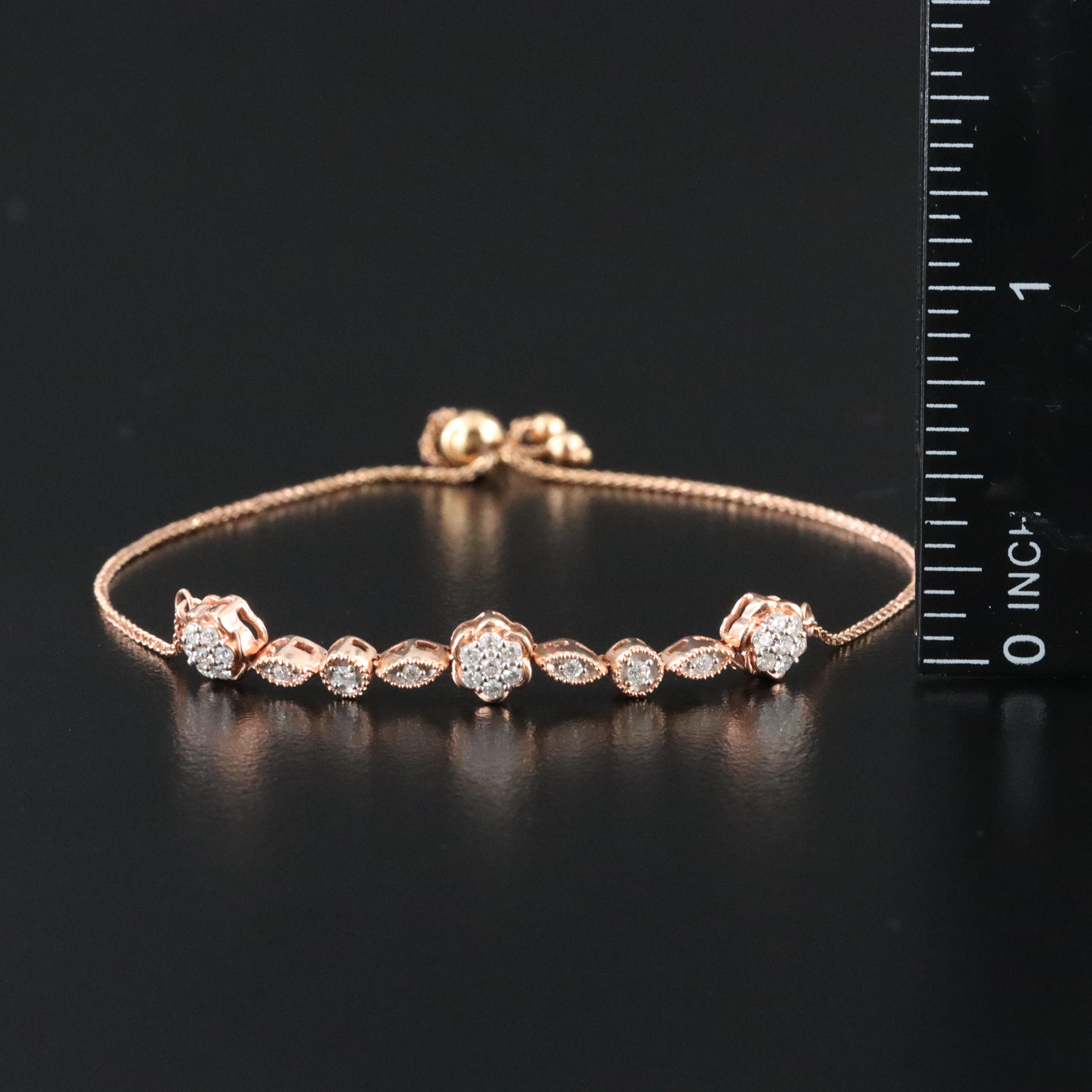 14K Rose Gold 0.32 CTW Diamond Bolo Bracelet