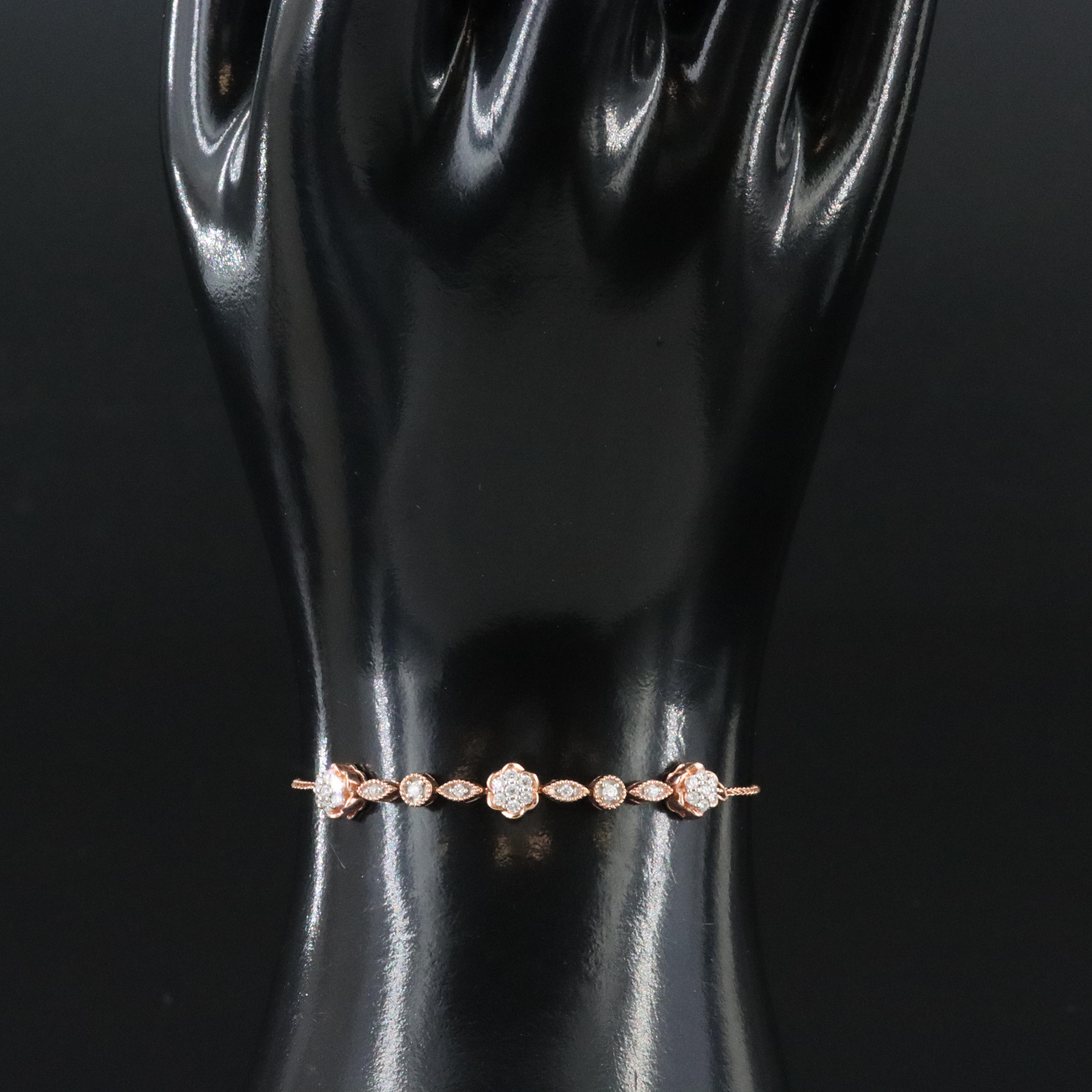 14K Rose Gold 0.32 CTW Diamond Bolo Bracelet