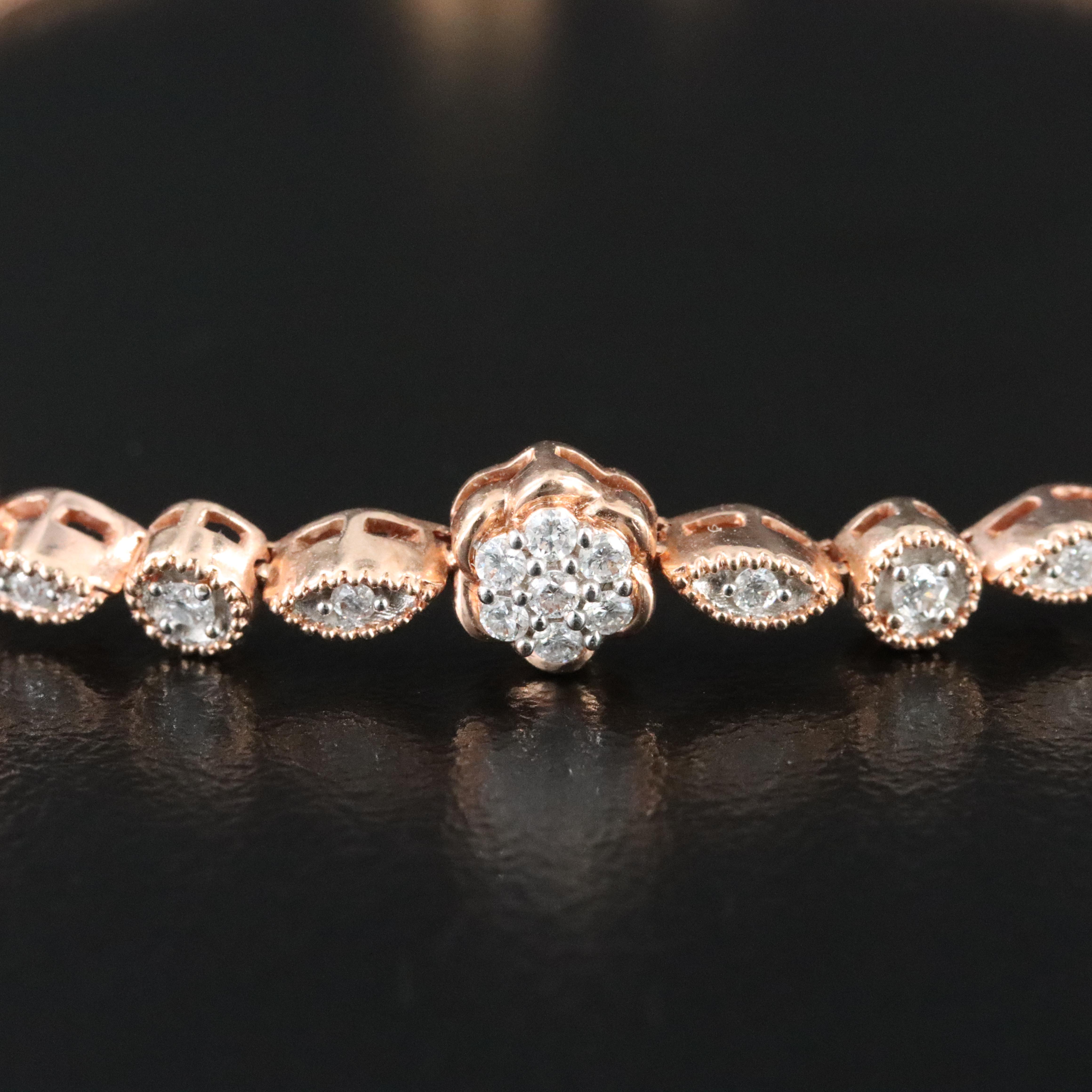 14K Rose Gold 0.32 CTW Diamond Bolo Bracelet