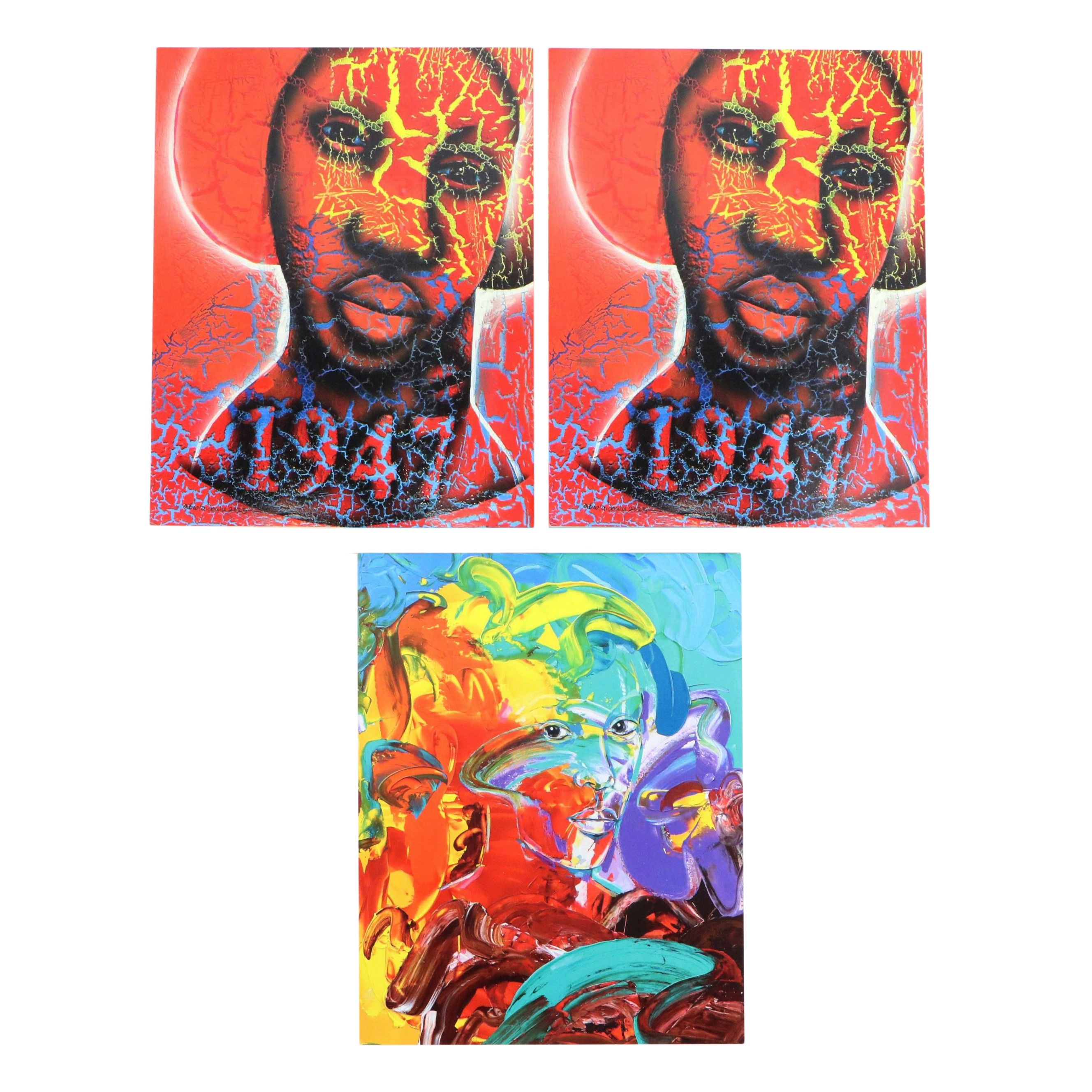 Abiola Idowu Stylized Offset Lithograph Portraits, 21st Century