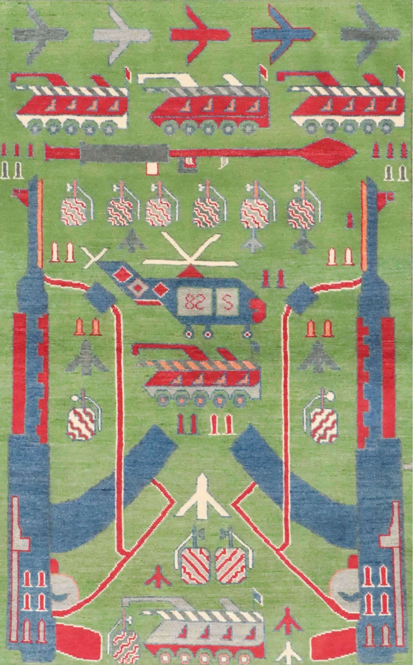 3'10 x 6' Hand-Knotted Afghan Pictorial War Rug