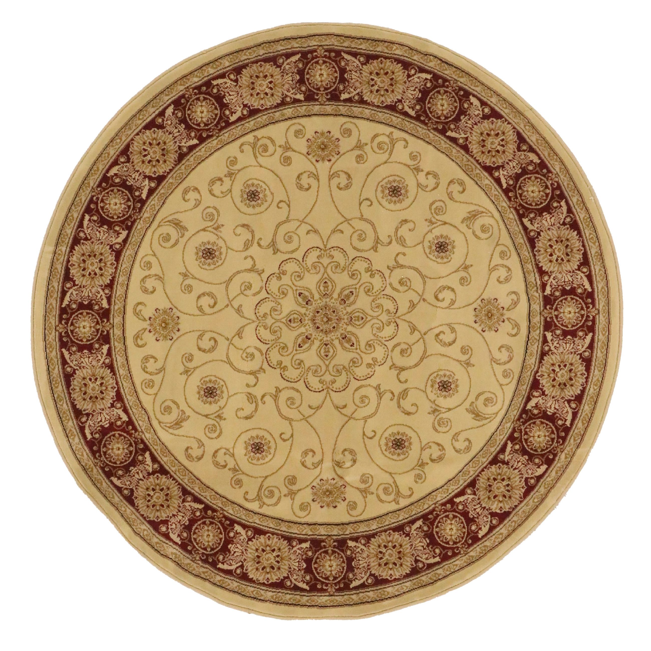 5'3 Round Machine Made Indian Agra Style Area Rug