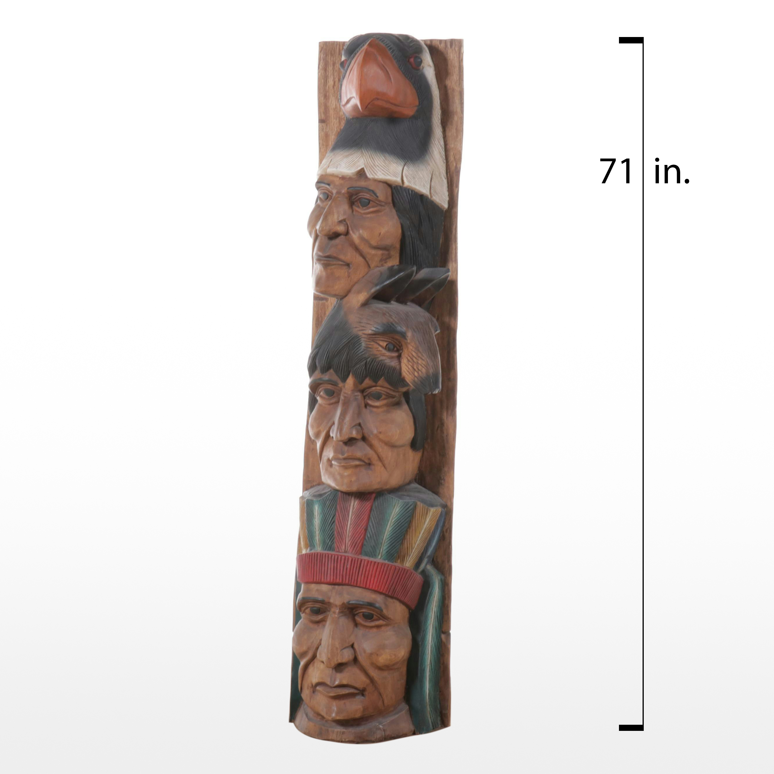Totemic Carved Native American Chiefs Cigar Store Sculpture