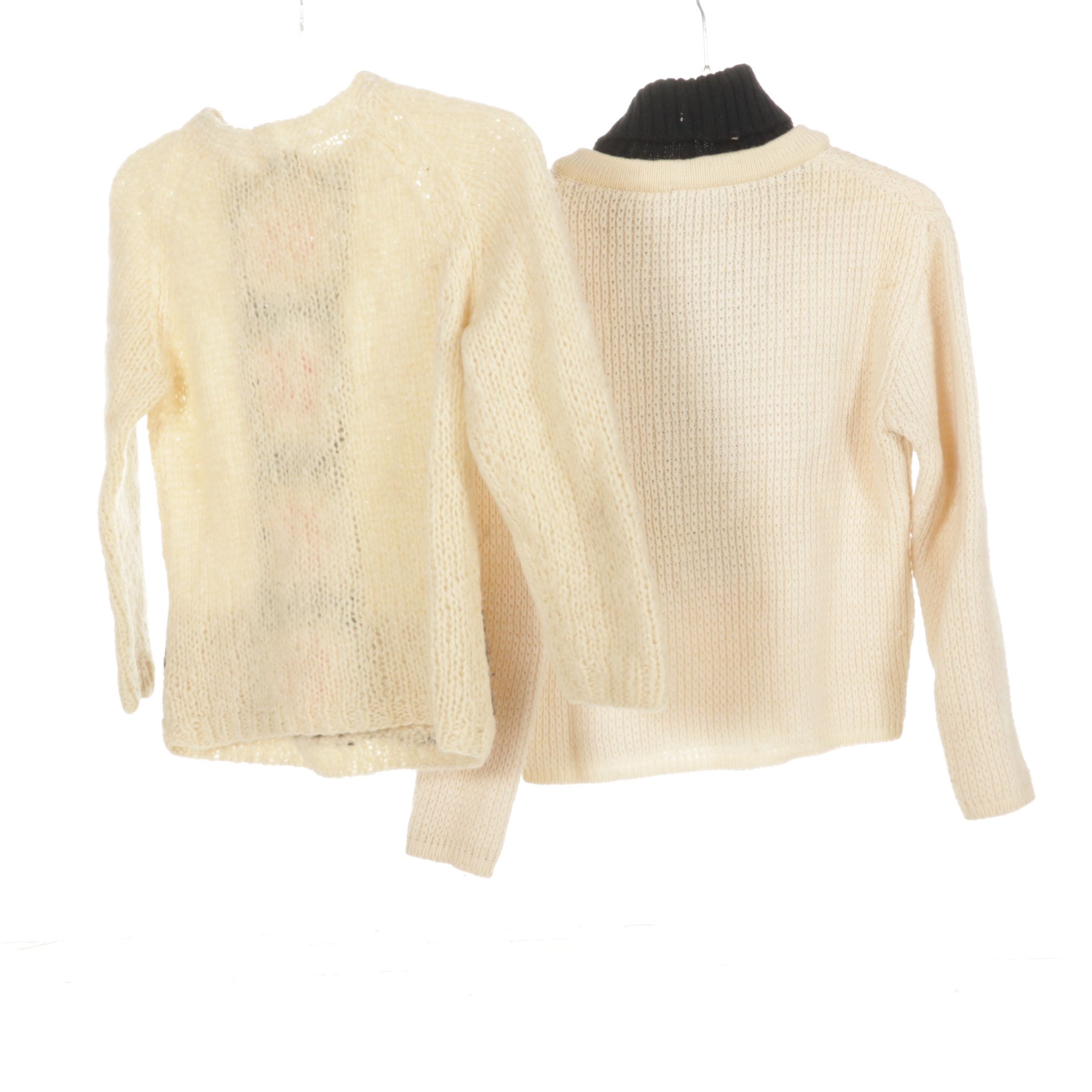 Norwegian Green Hand-Knit Cardigan with Italian Mohair and Other Wool Sweaters