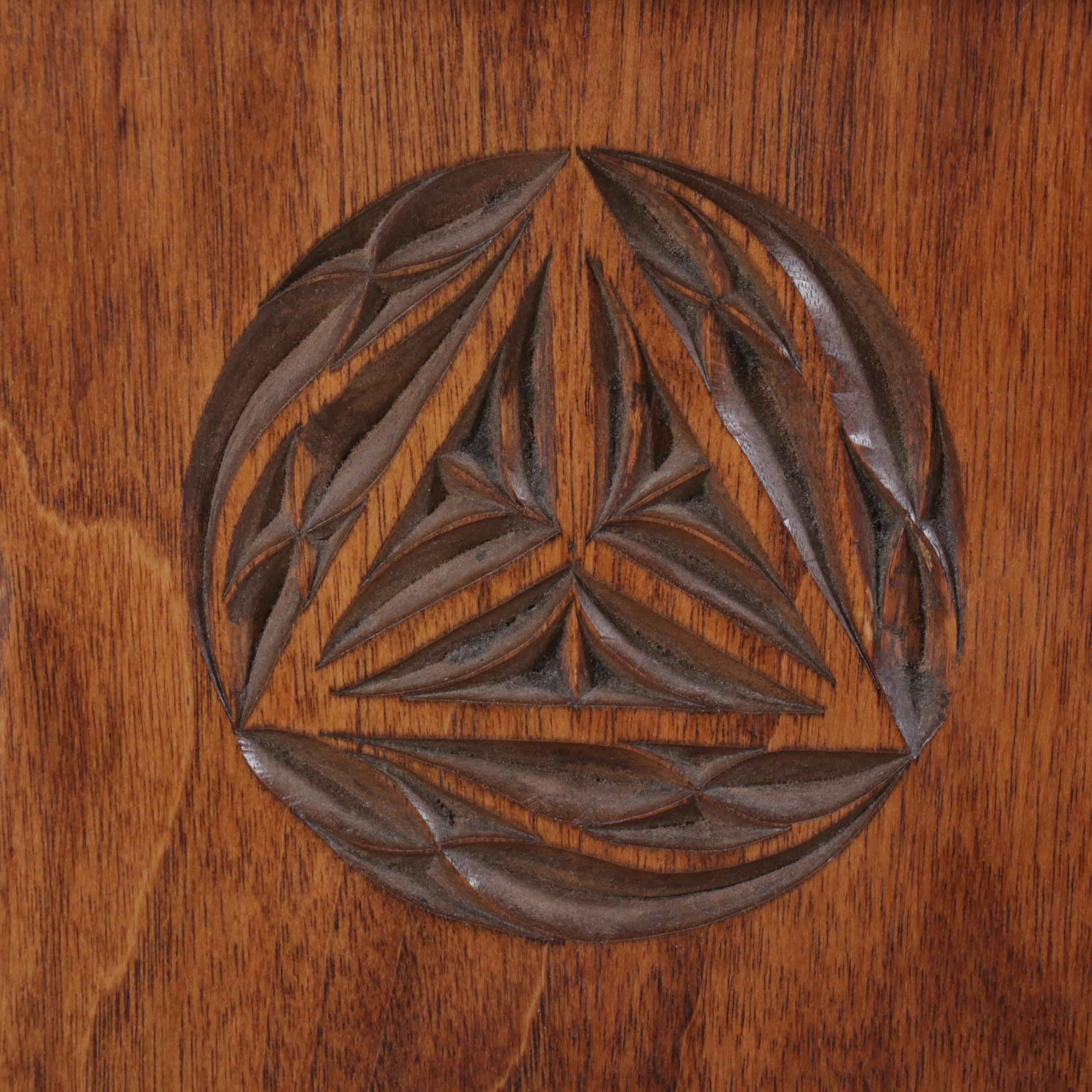 Folk Art Style Handcrafted Footstool Signed "DG", 1990