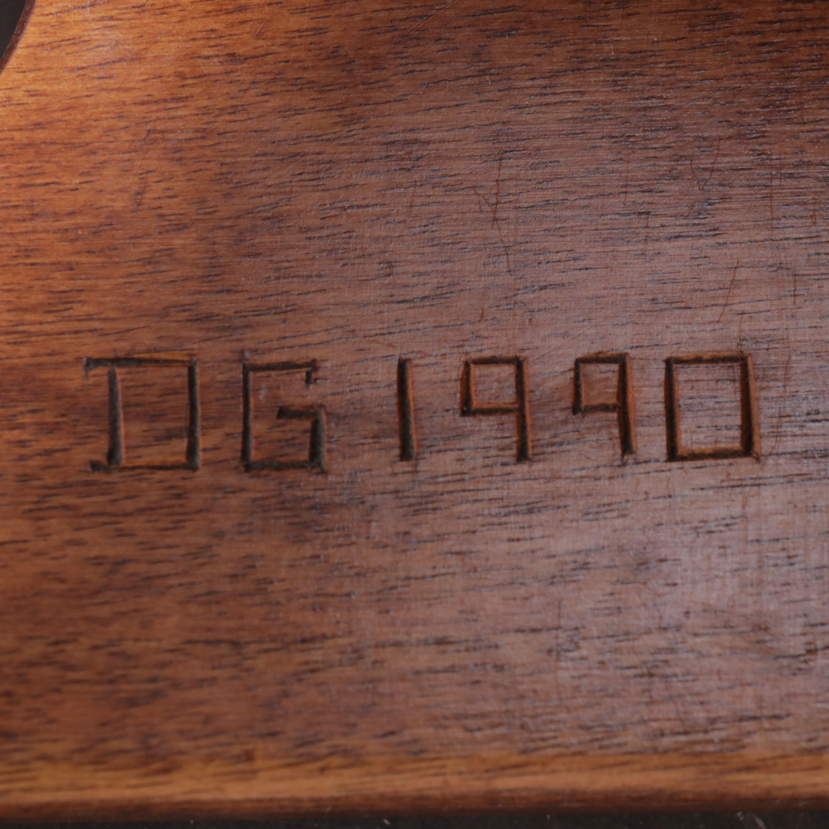 Folk Art Style Handcrafted Footstool Signed "DG", 1990