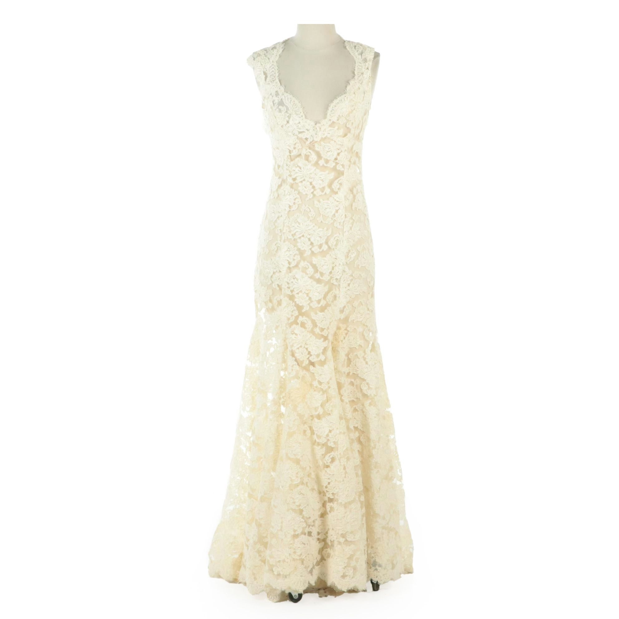 Floral Lace Mermaid Style Gown with Slip