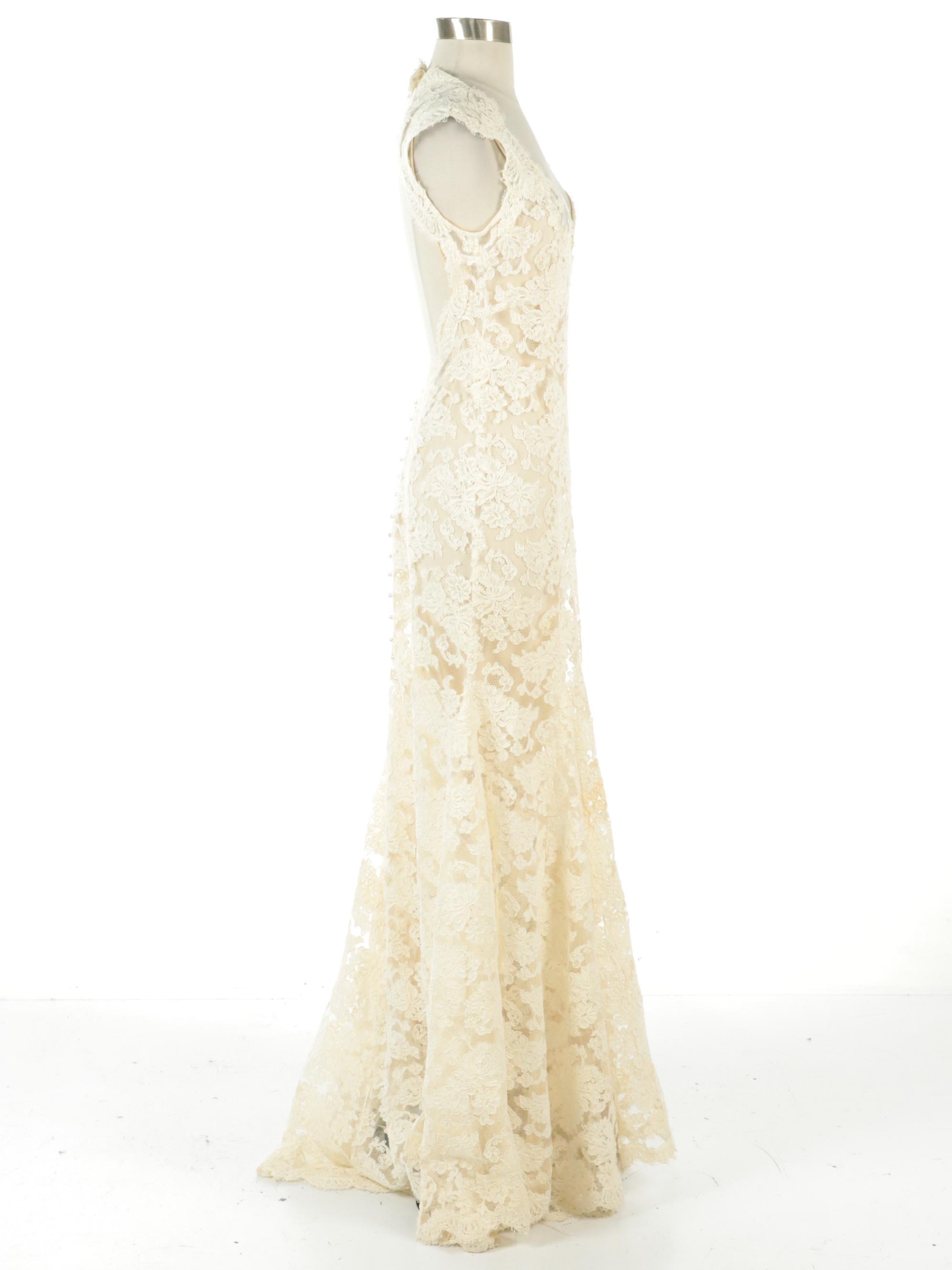 Floral Lace Mermaid Style Gown with Slip