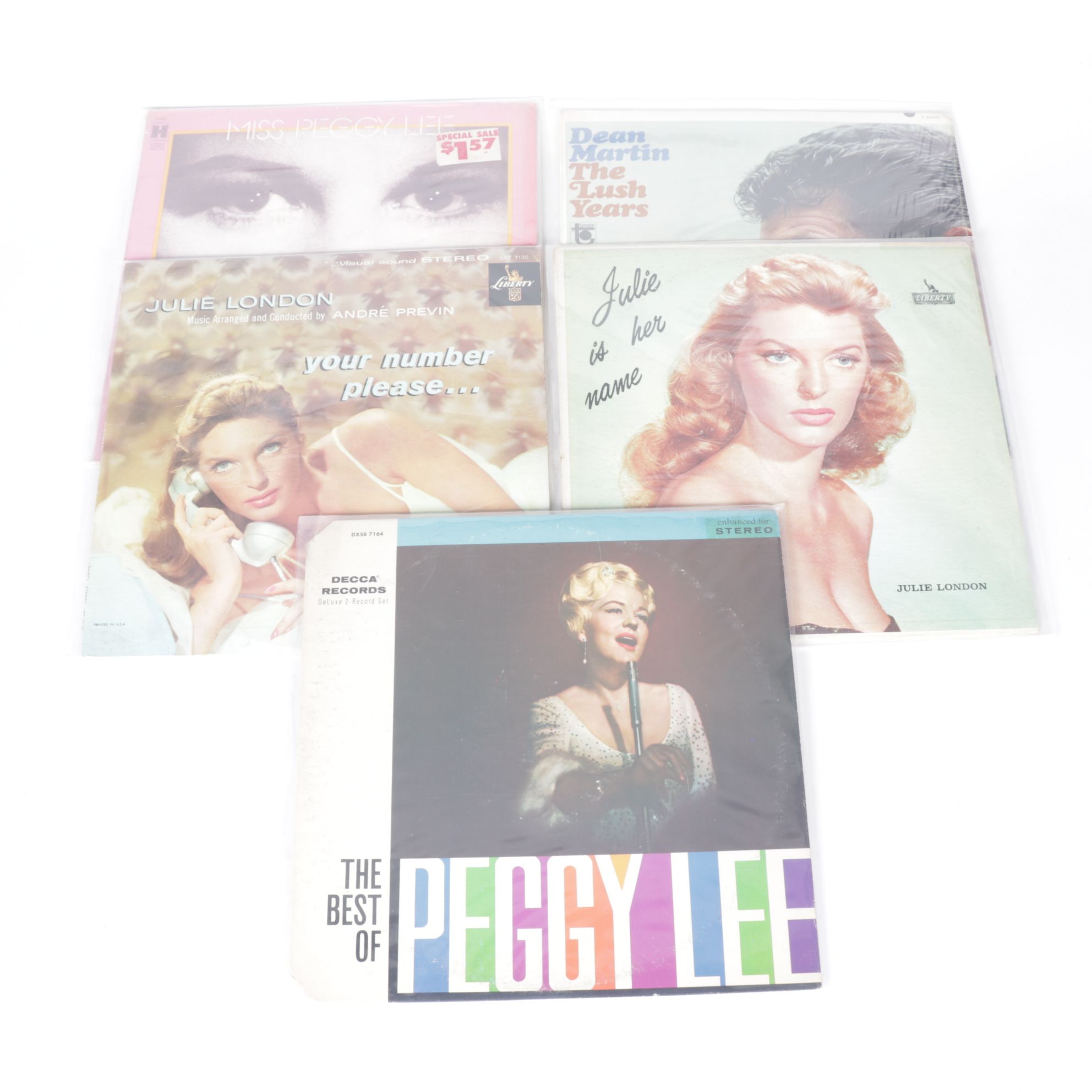 Dean Martin, Peggy Lee and Julie London in Set of Vinyl Record Albums