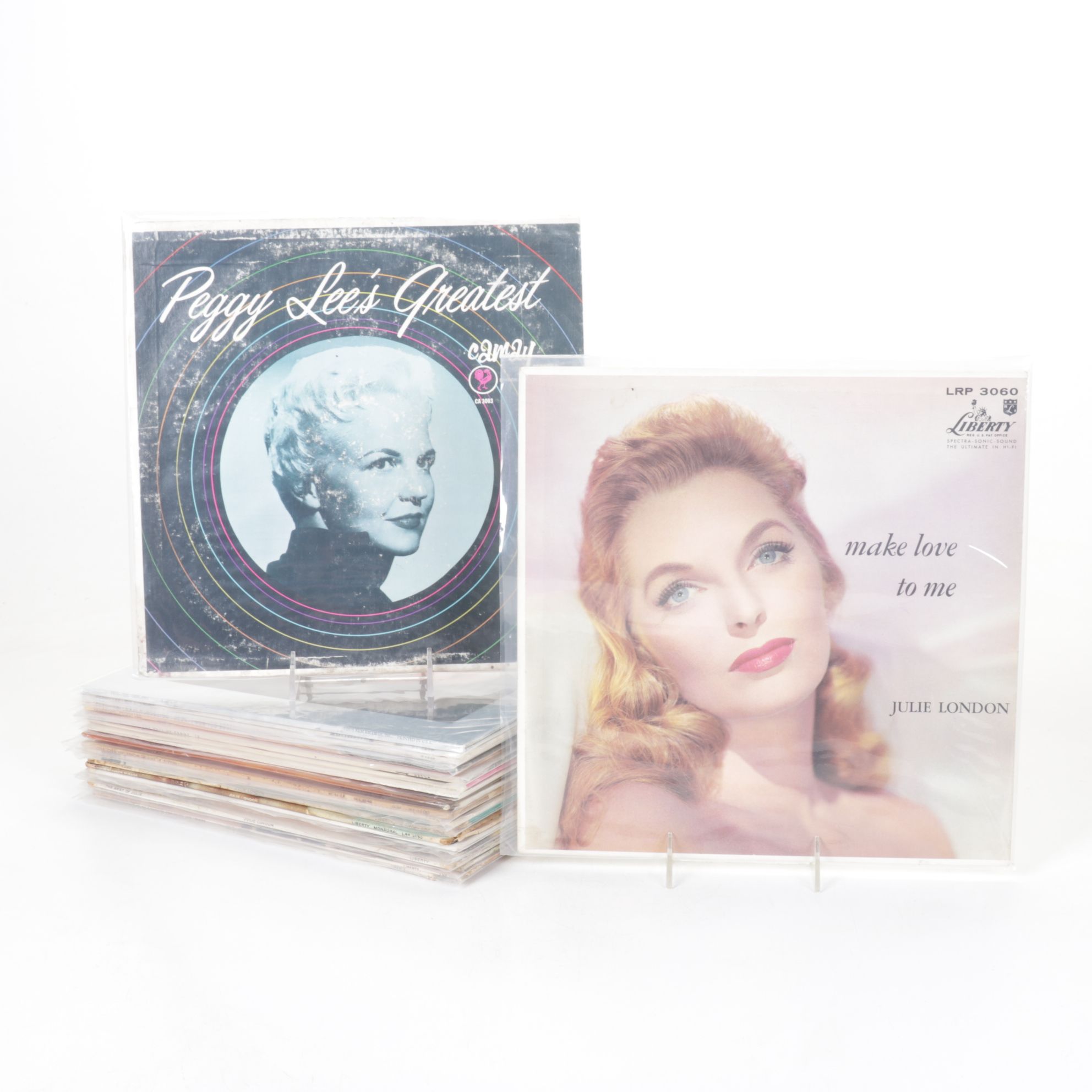 Peggy Lee, Julie London and George Shearing with More Vinyl Record Albums