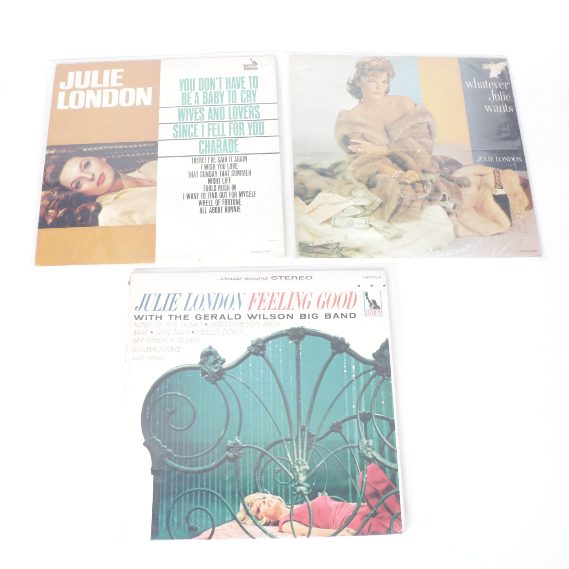 Peggy Lee, Julie London and George Shearing with More Vinyl Record Albums