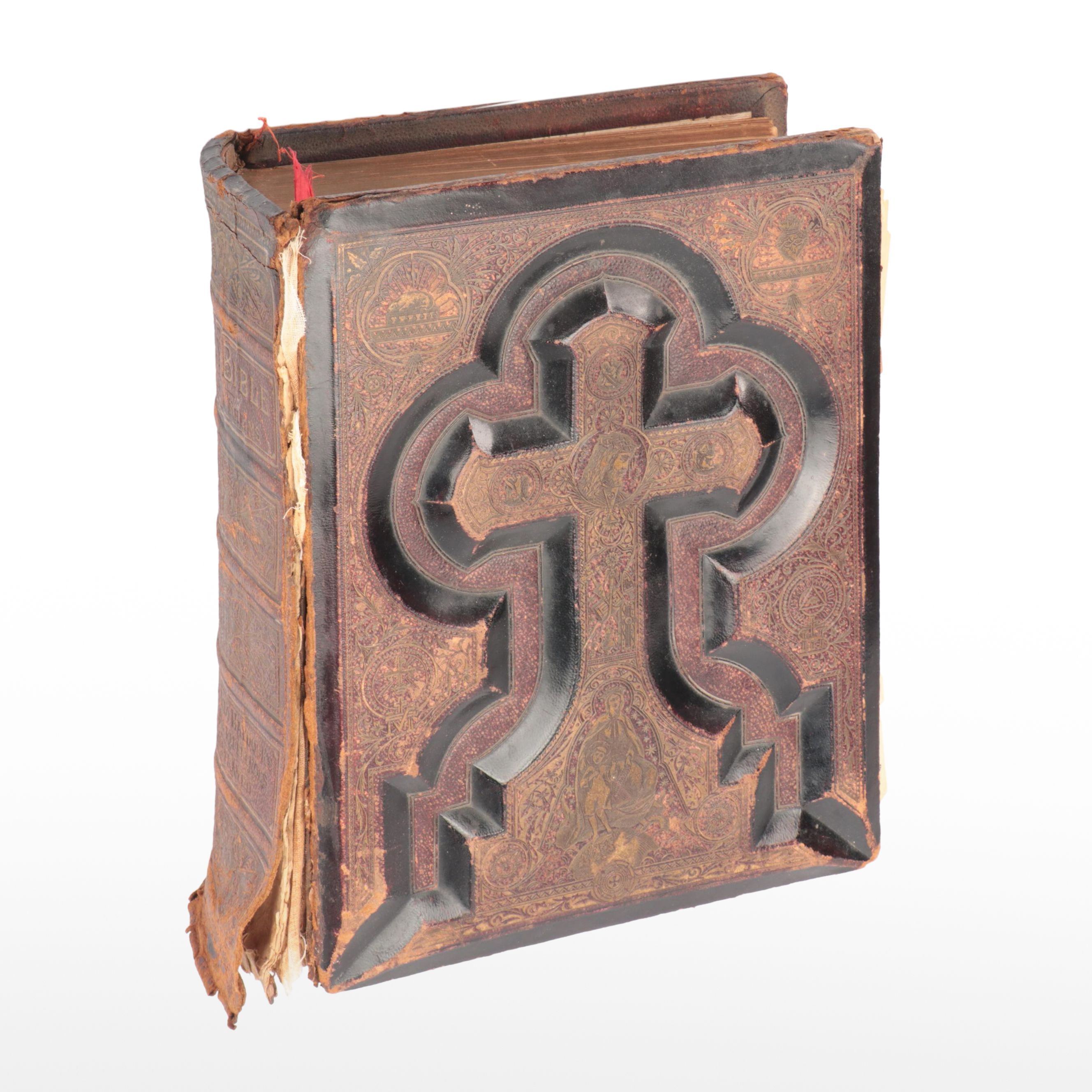 Embossed Leather Bound Holy Bible, Late 19th Century