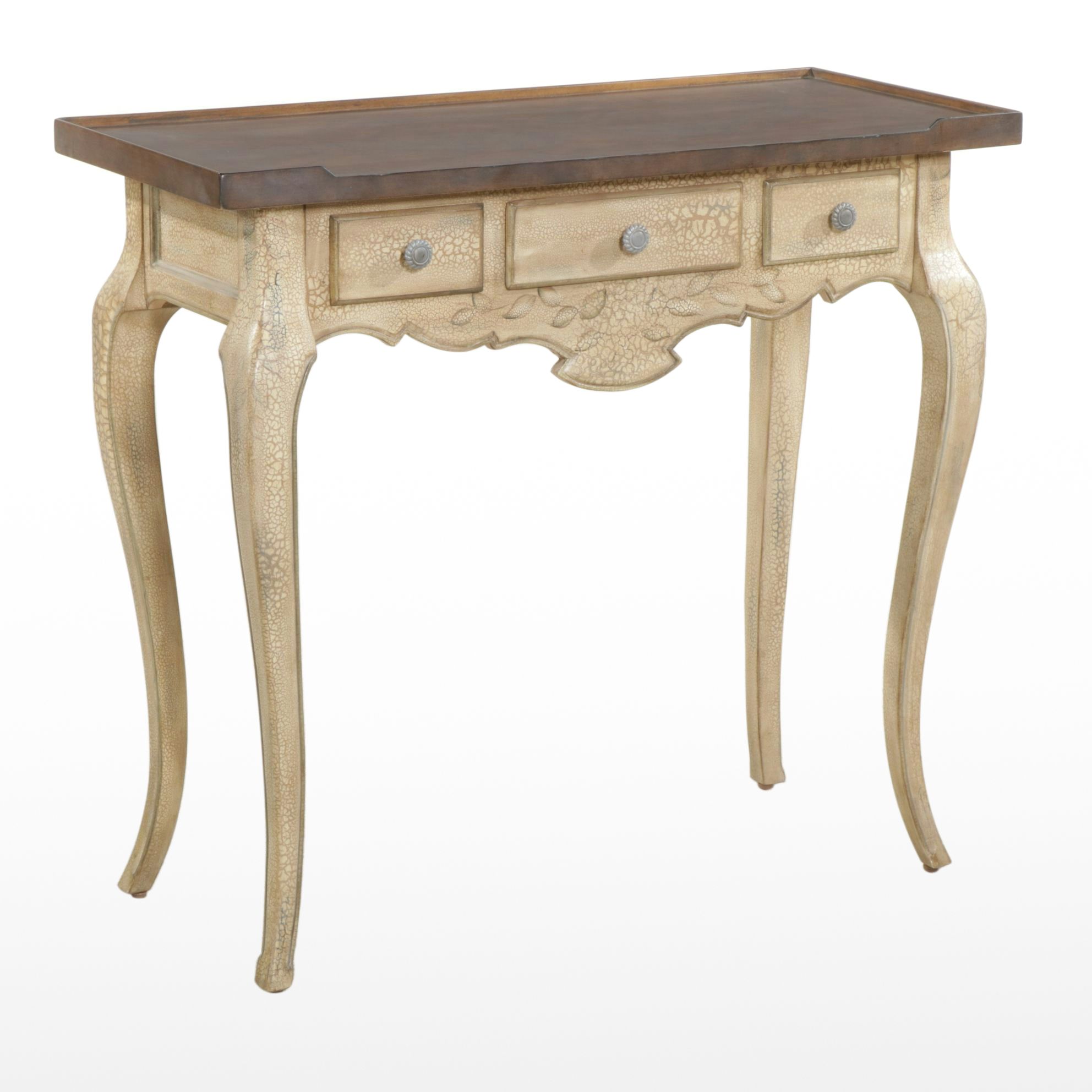 French Provincial Hall Table with Distressed Paint Finish, 21st Century