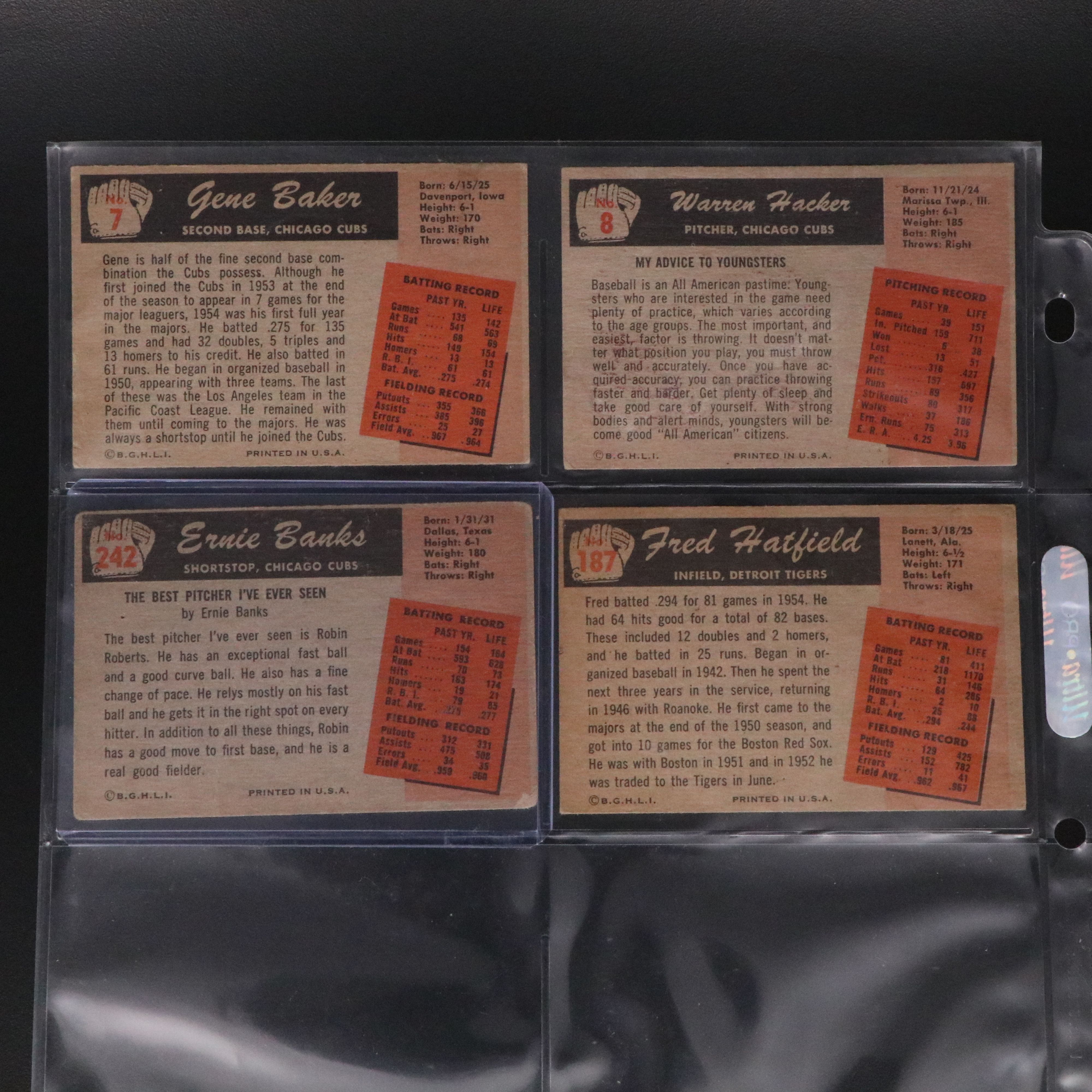 1955 Bowman Chicago Cubs Baseball Cards Featuring Ernie Banks and More