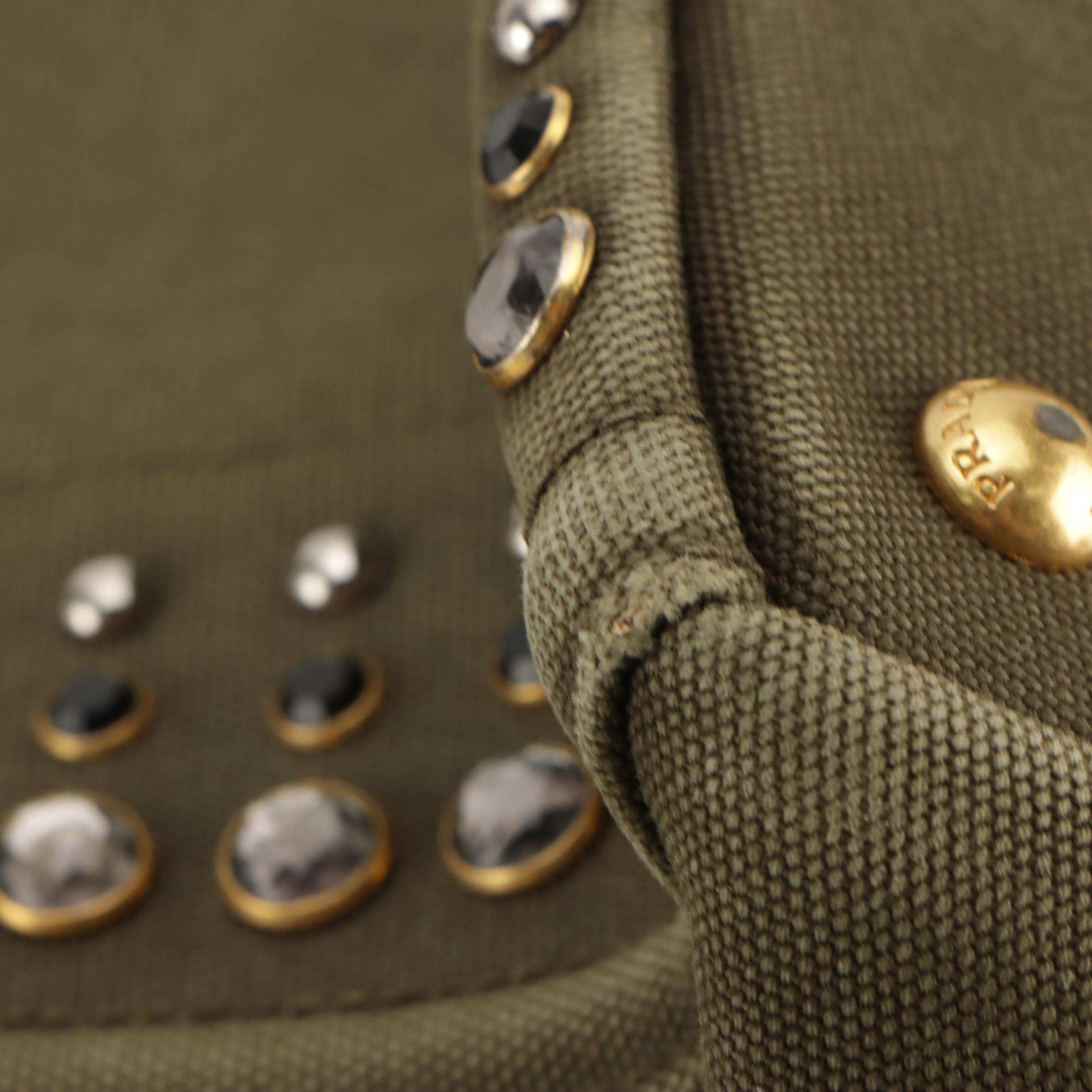 Prada Small Bijoux Canapa Tote Bag in Military Green Canvas