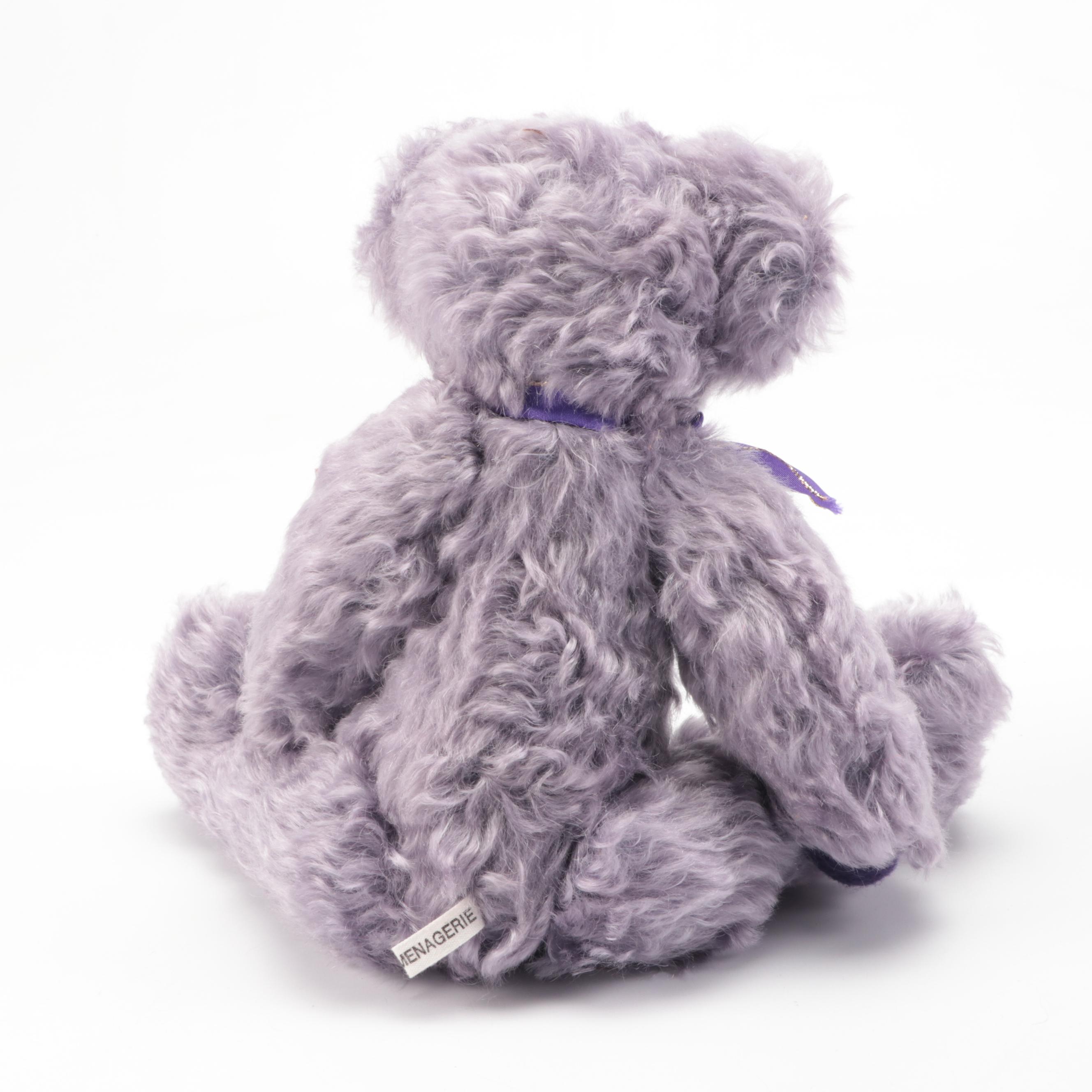 The Stuffed Menagerie "Iris," "Violet," and "Dusty Rose" Mohair Teddy Bears