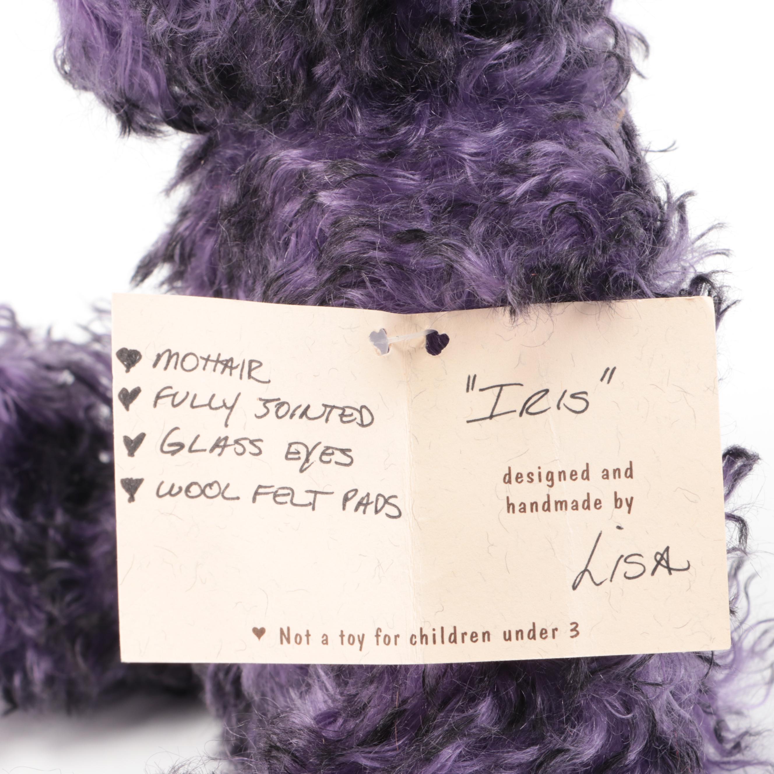 The Stuffed Menagerie "Iris," "Violet," and "Dusty Rose" Mohair Teddy Bears