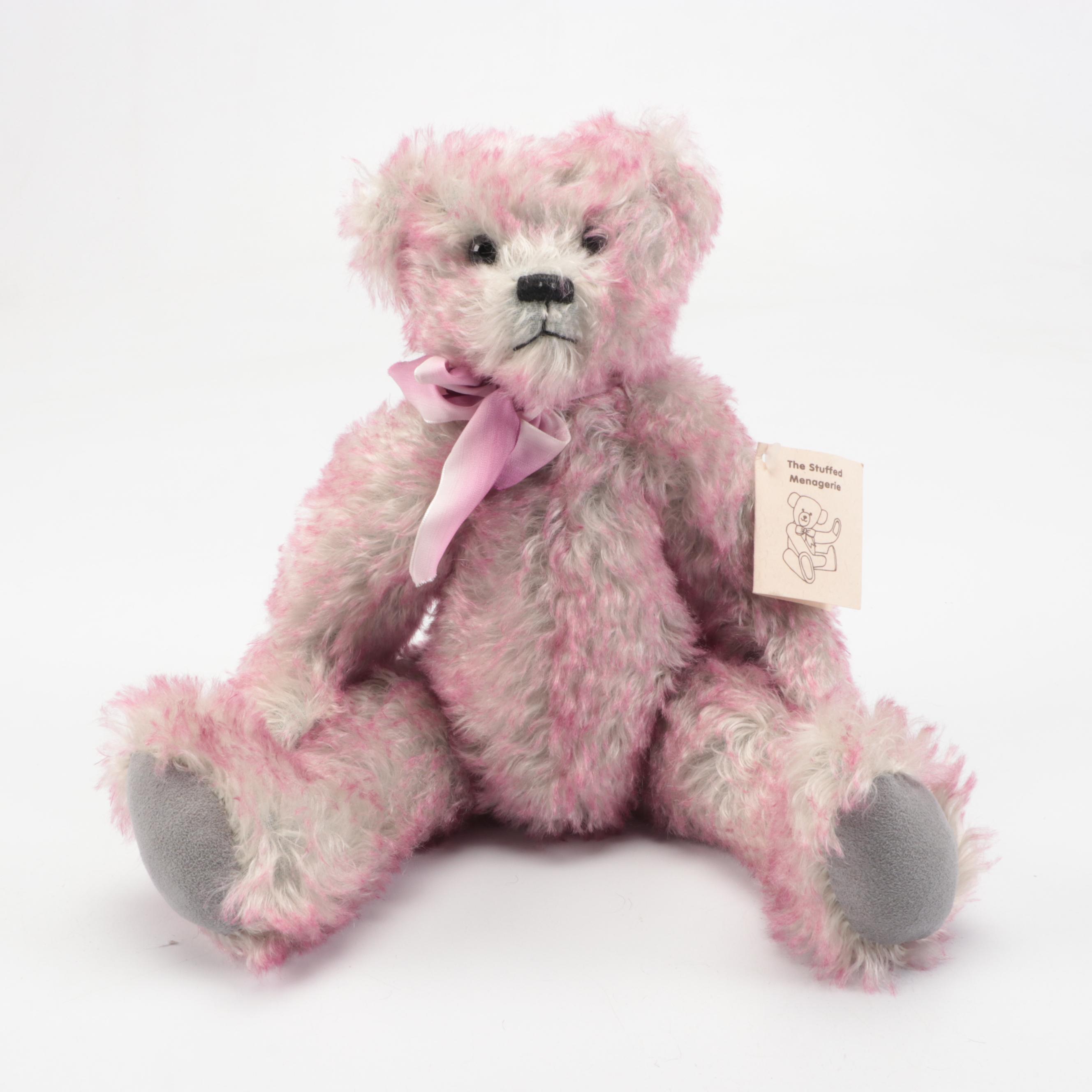 The Stuffed Menagerie "Iris," "Violet," and "Dusty Rose" Mohair Teddy Bears