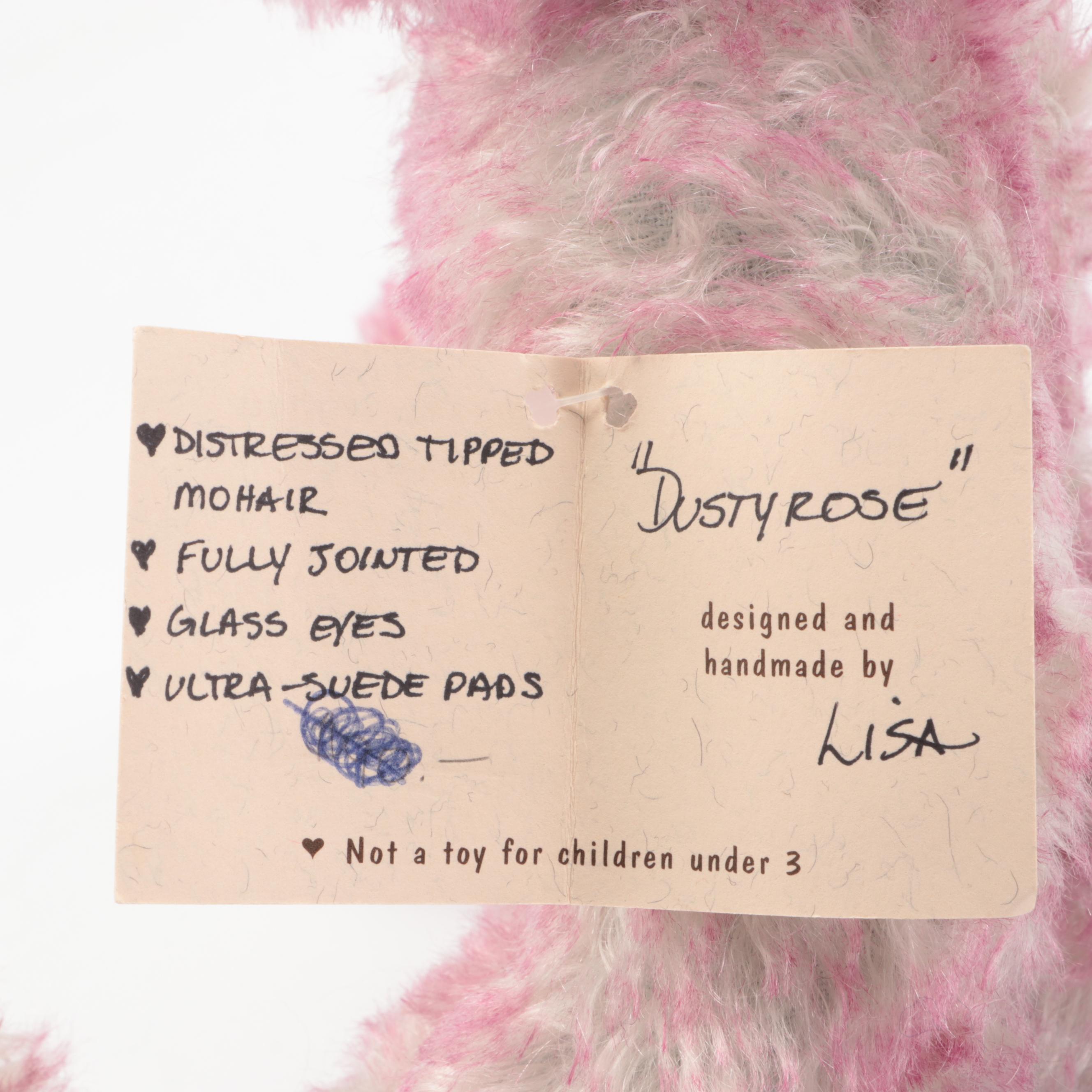 The Stuffed Menagerie "Iris," "Violet," and "Dusty Rose" Mohair Teddy Bears