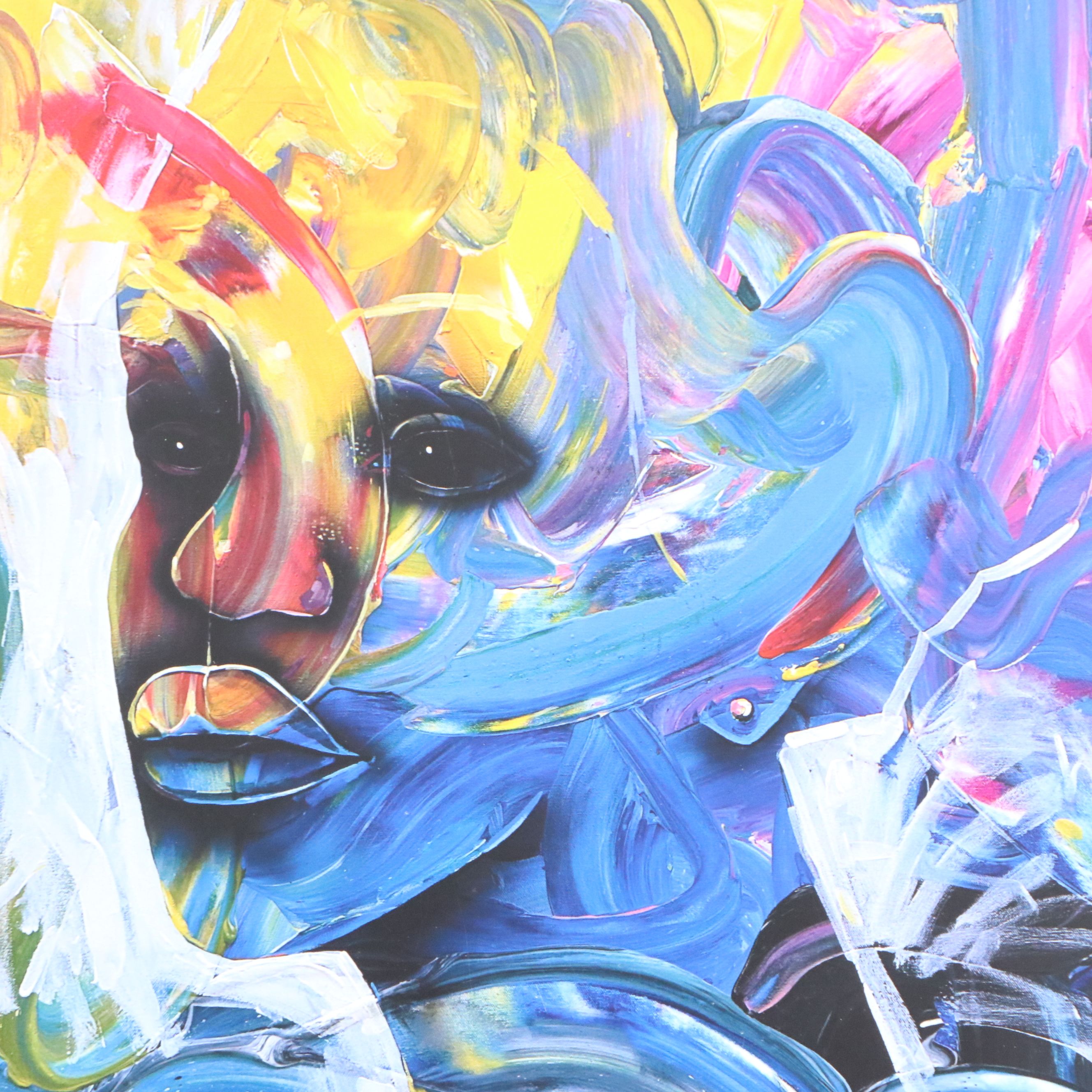 Abiola Idowu Stylized Offset Lithograph Portraits, 21st Century