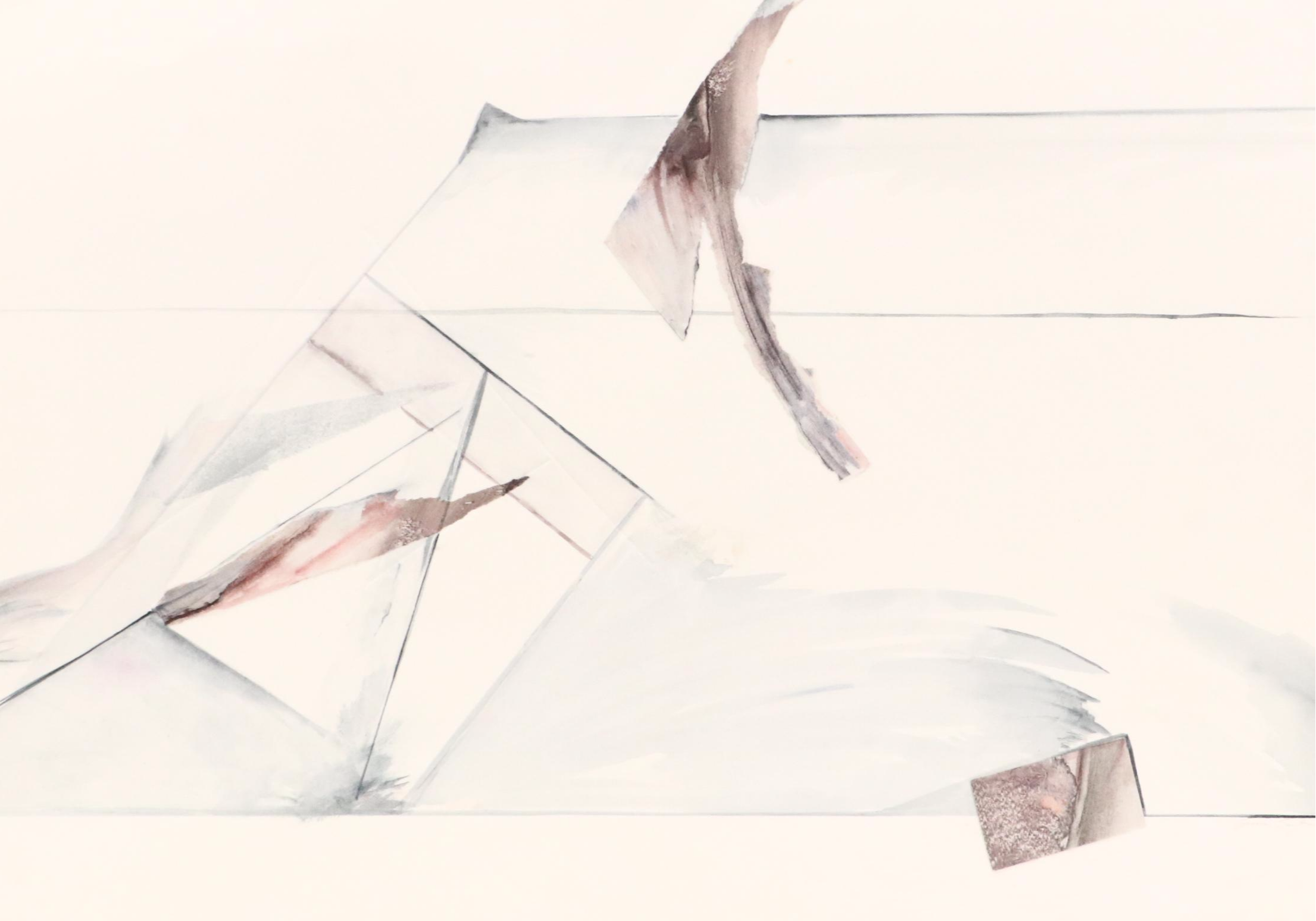 Susan Snyder Abstract Diptych Watercolor Painting, 1986