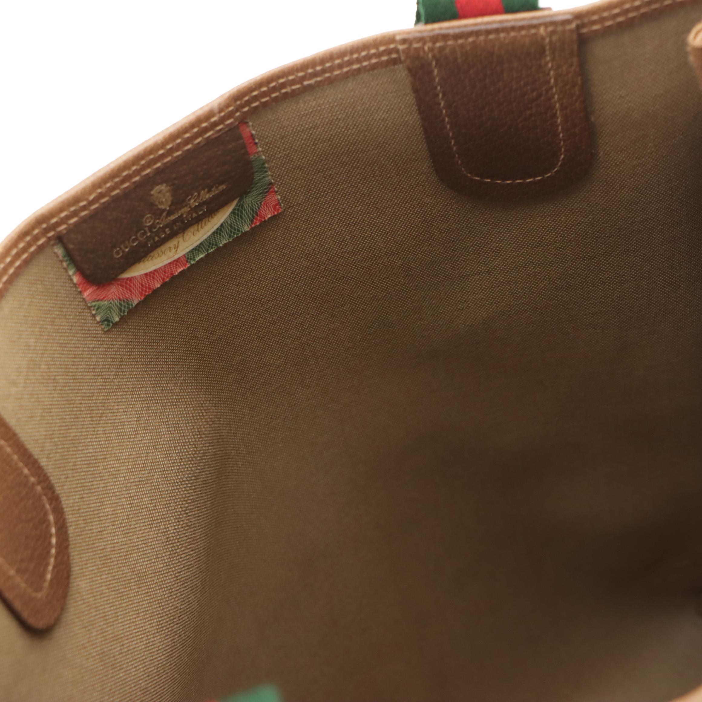 Gucci Accessory Collection Front Pocket Tote GG Supreme Canvas, Leather & Web