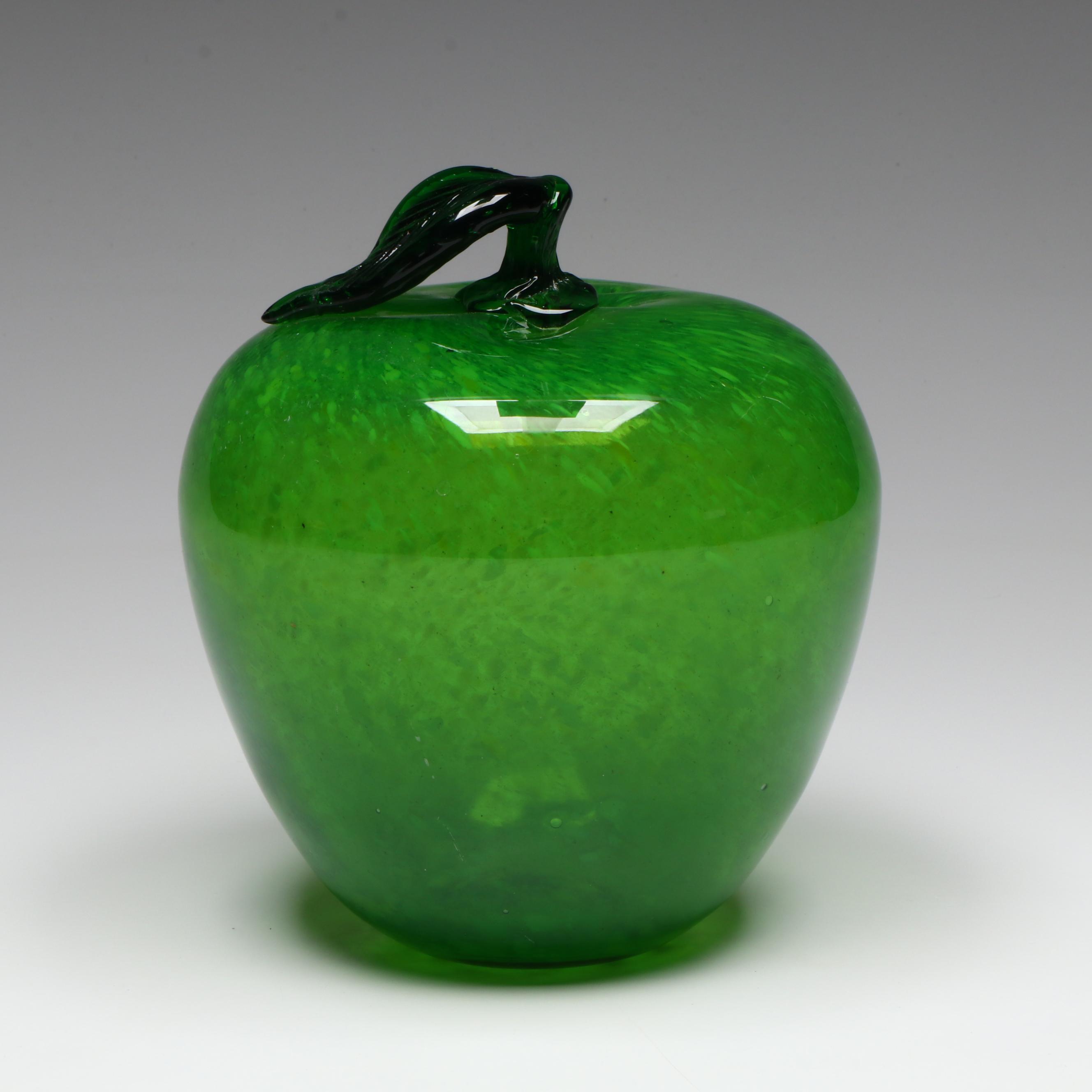Handmade Art Glass Green Apple