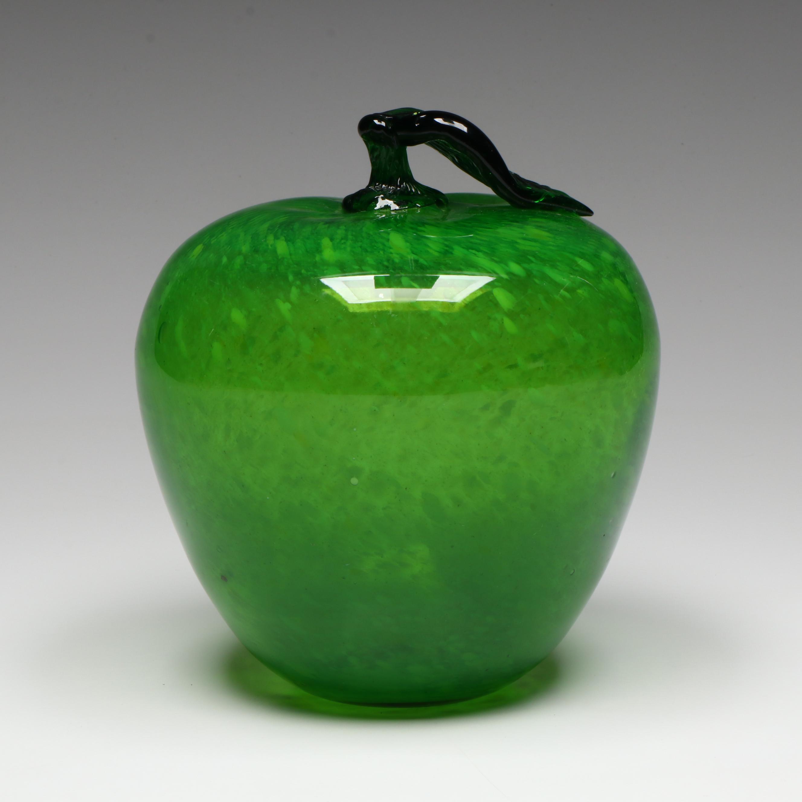 Handmade Art Glass Green Apple
