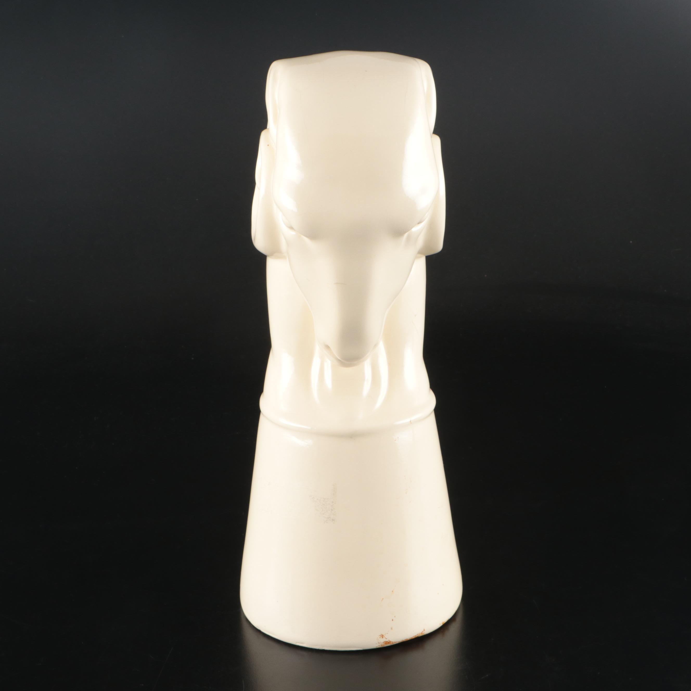 Mid Century Modern Ceramic Ram's Head Bust