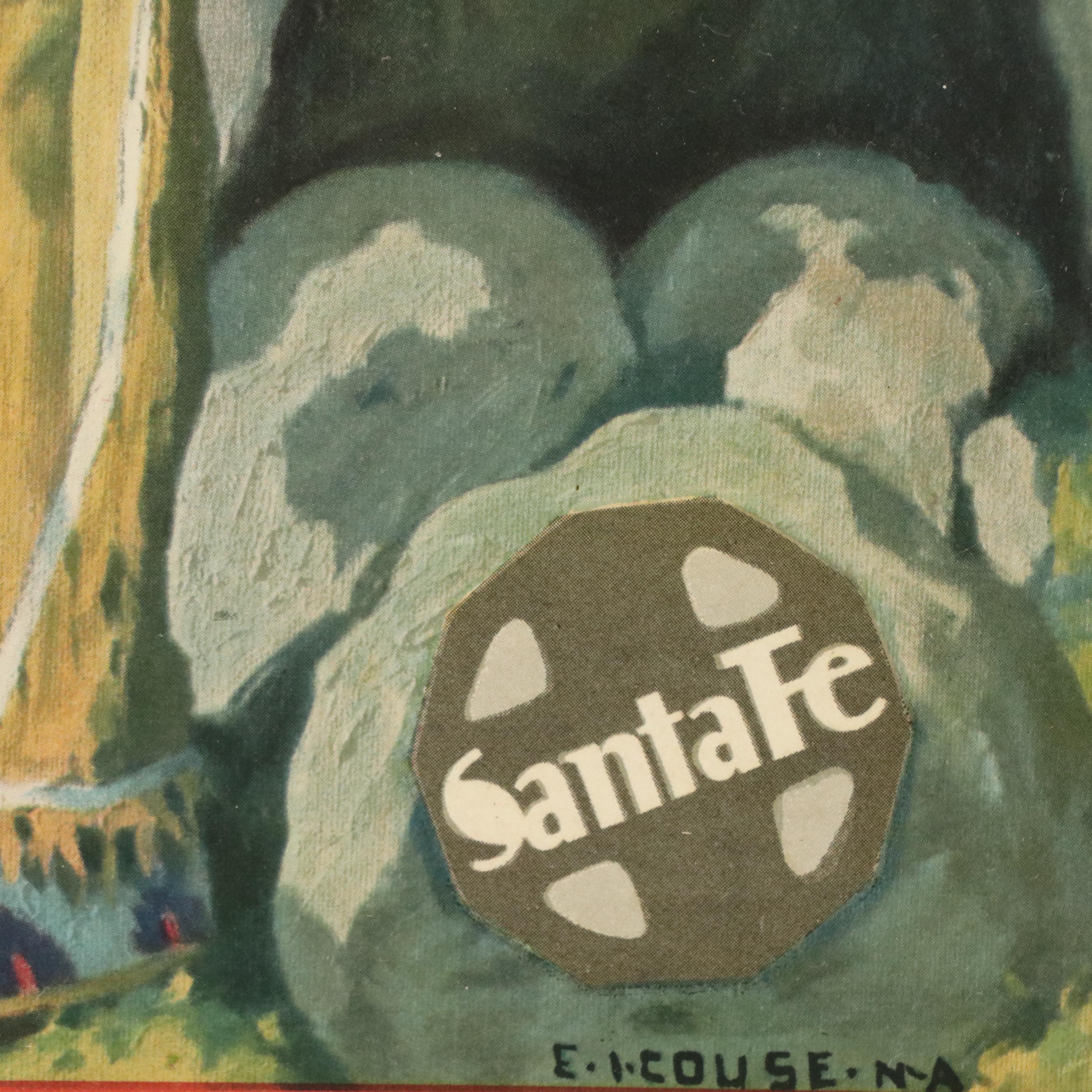 Robert Beaven Folk Art Handmade Wood Frame With Offset Lithograph, 20th Century