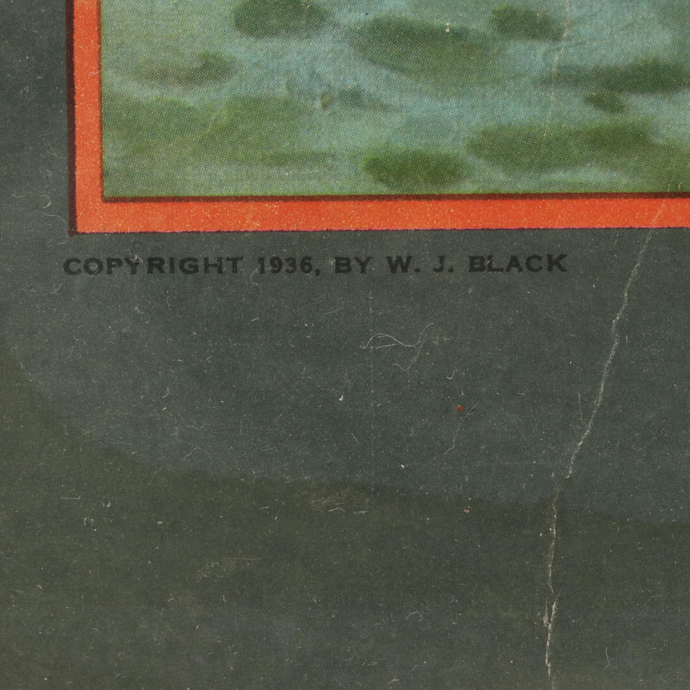 Robert Beaven Folk Art Handmade Wood Frame With Offset Lithograph, 20th Century