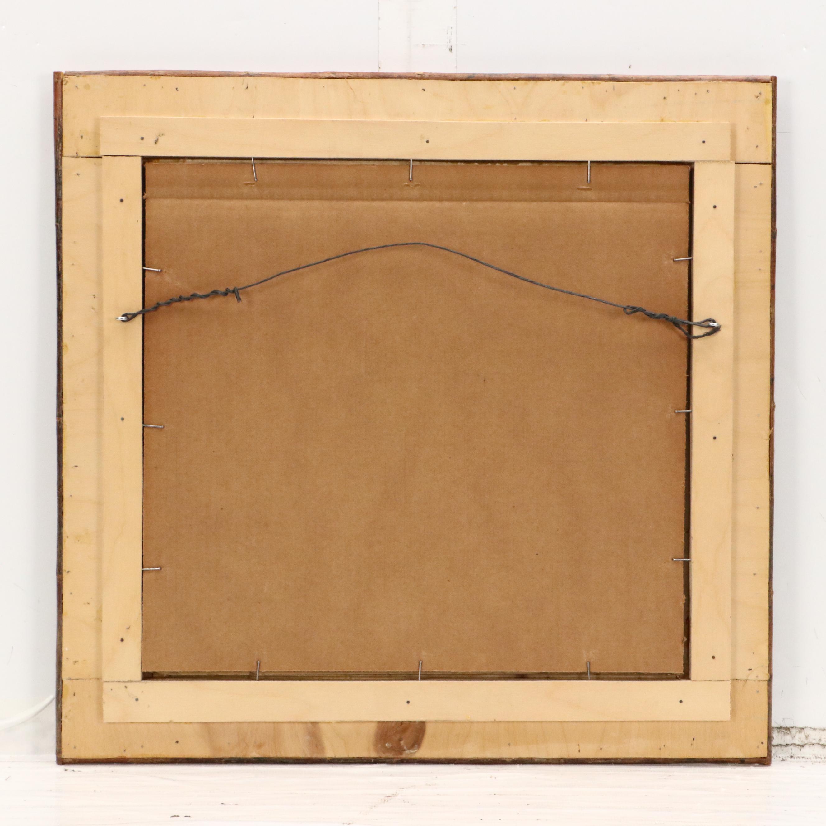 Robert Beaven Folk Art Handmade Wood Frame With Offset Lithograph, 20th Century