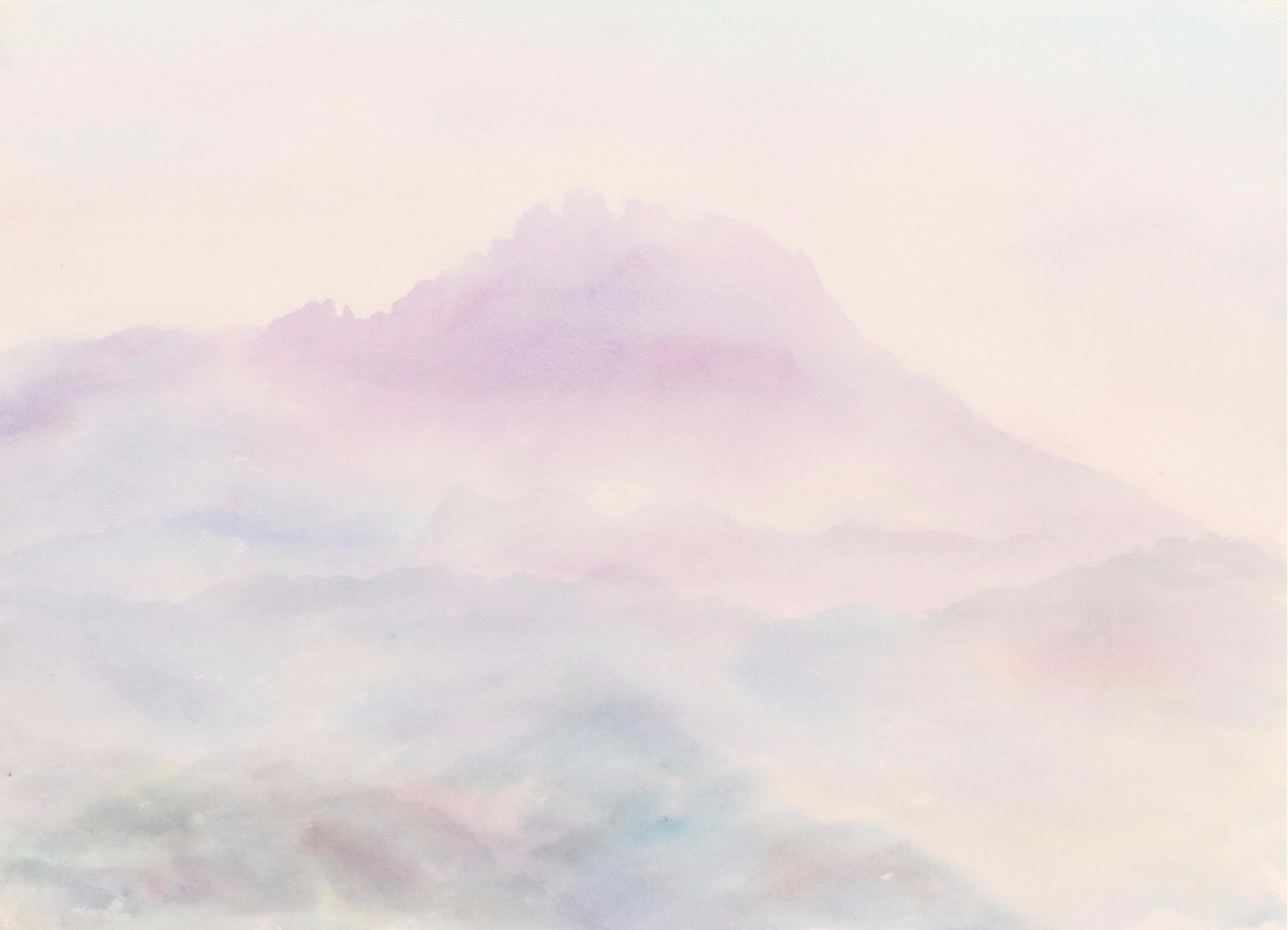 Mountainous Landscape Watercolor Painting, Late 20th/21st Century