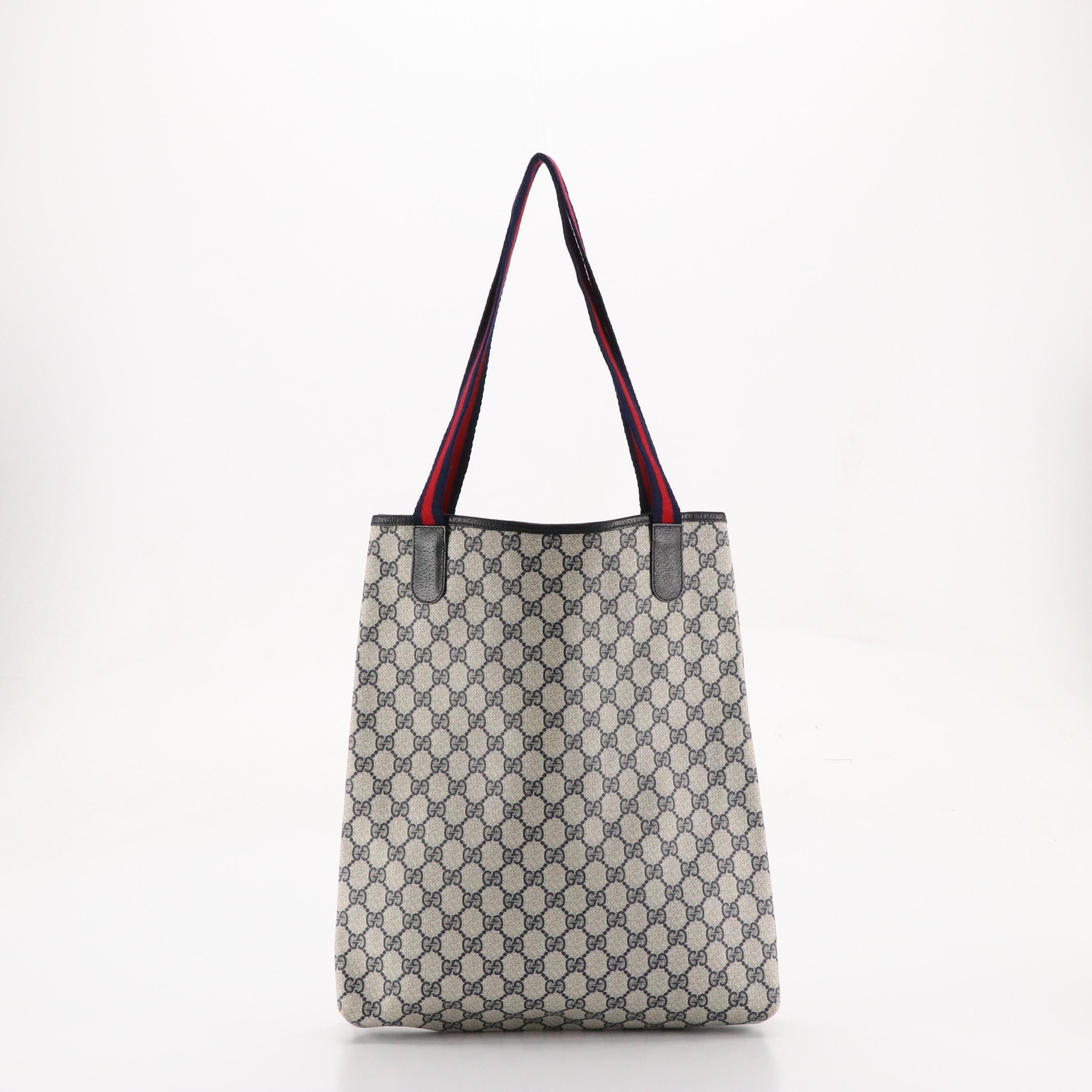 Gucci Accessory Collection Front Pocket Tote GG Supreme Canvas, Leather & Web
