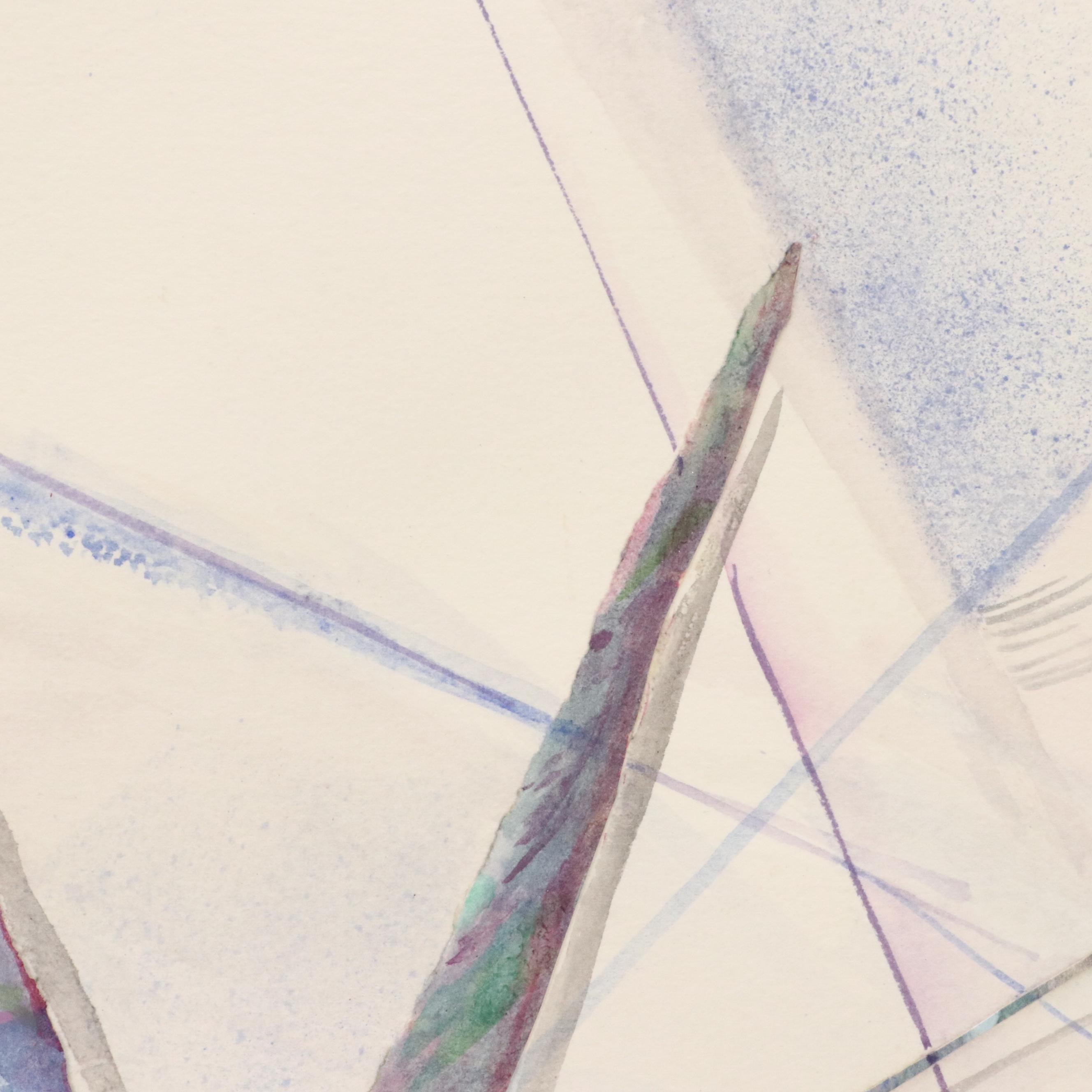 Susan Snyder Abstract Diptych Watercolor Painting, 1986