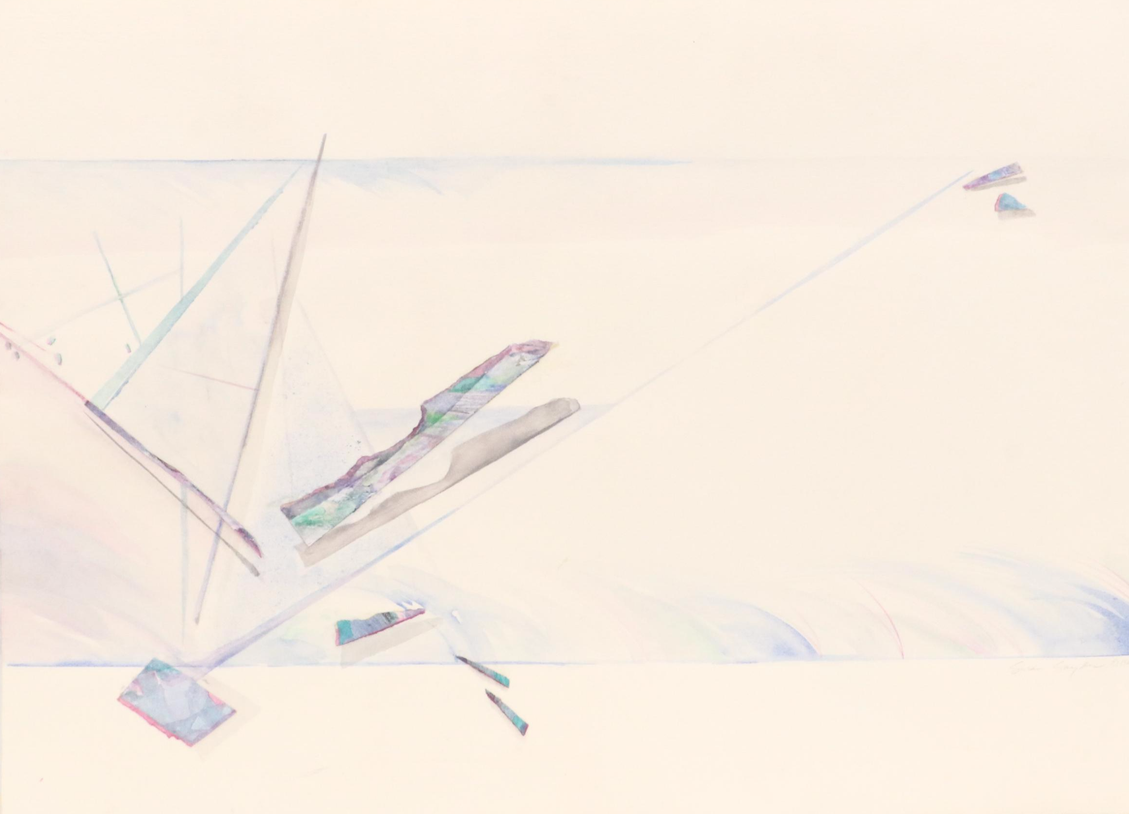 Susan Snyder Abstract Diptych Watercolor Painting, 1986